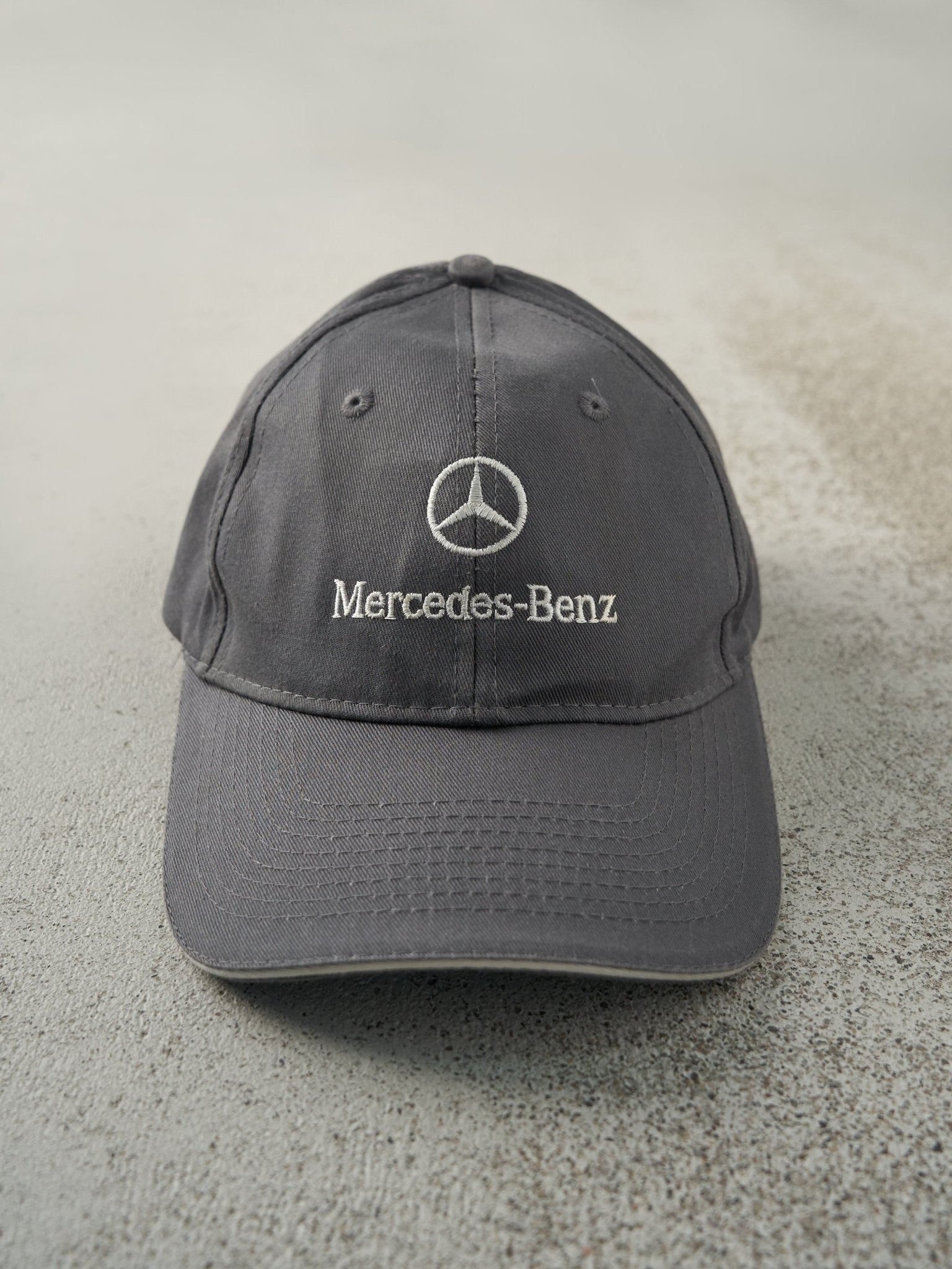 Vintage Y2K Grey Embroidered Mercedes-Benz Velcro Hat