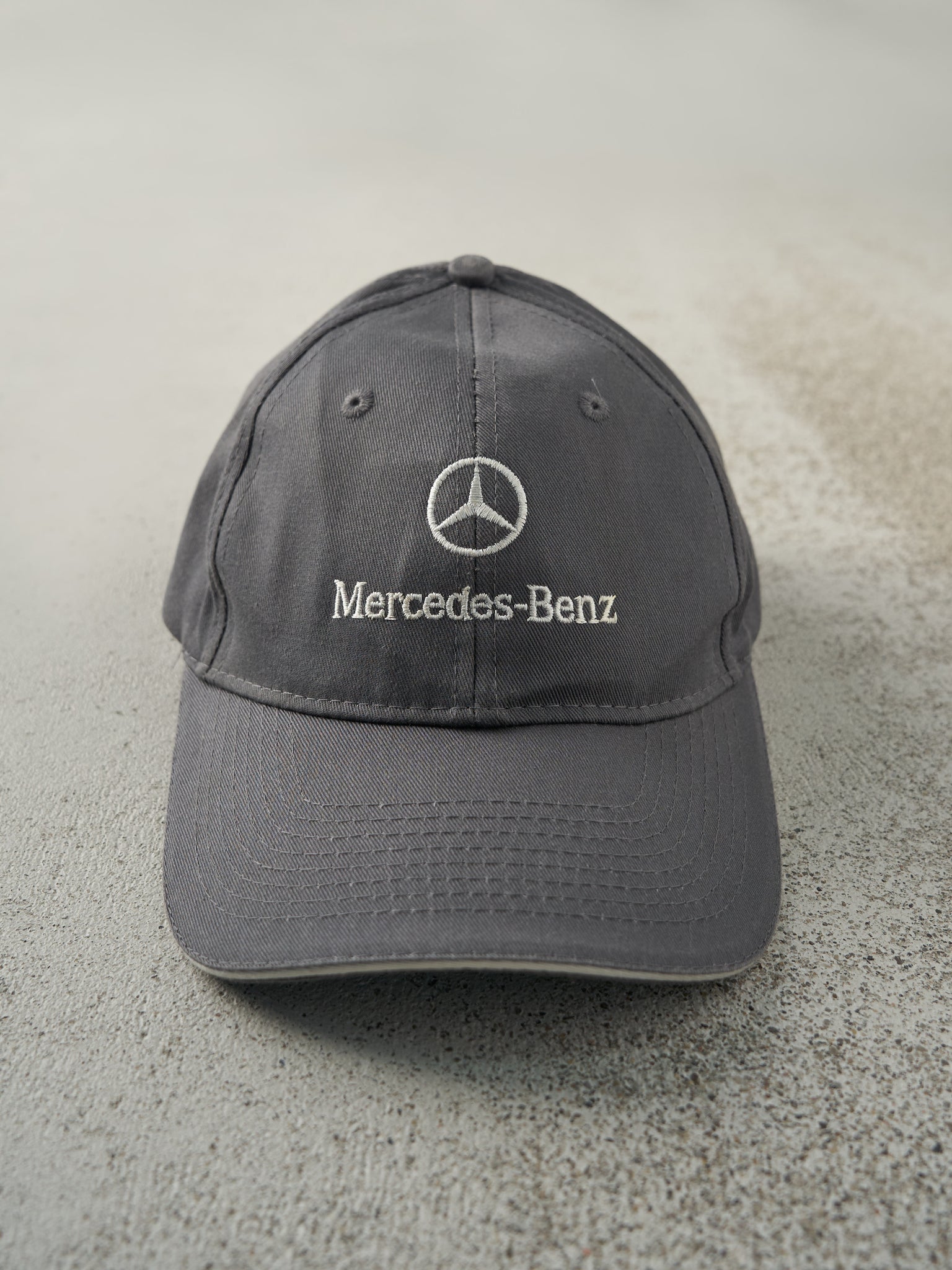 Vintage Y2K Grey Embroidered Mercedes-Benz Velcro Back Hat