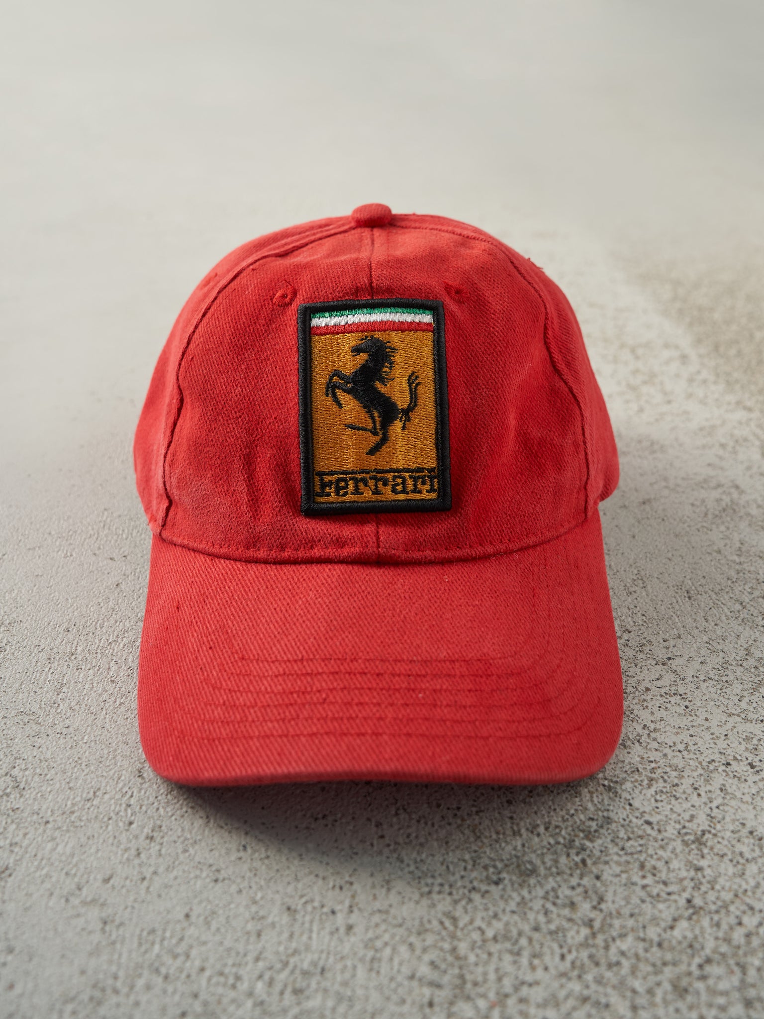 Vintage Y2K Red Embroidered Ferrari Velcro Back Hat