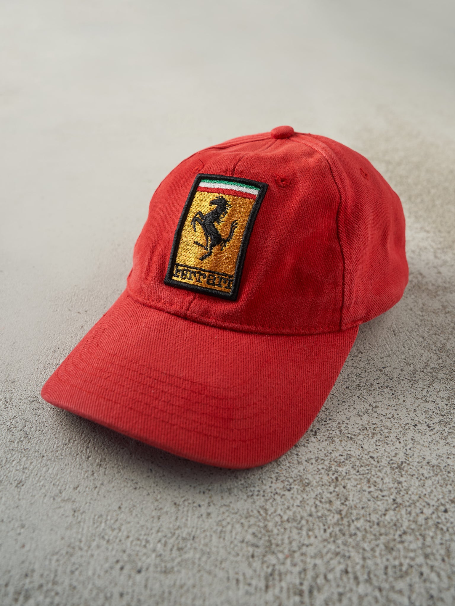 Vintage Y2K Red Embroidered Ferrari Velcro Back Hat