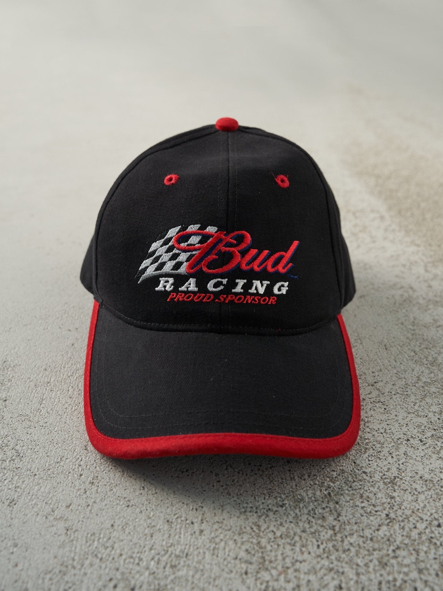 Vintage Y2K Black Bud Racing Embroidered Velcro Hat