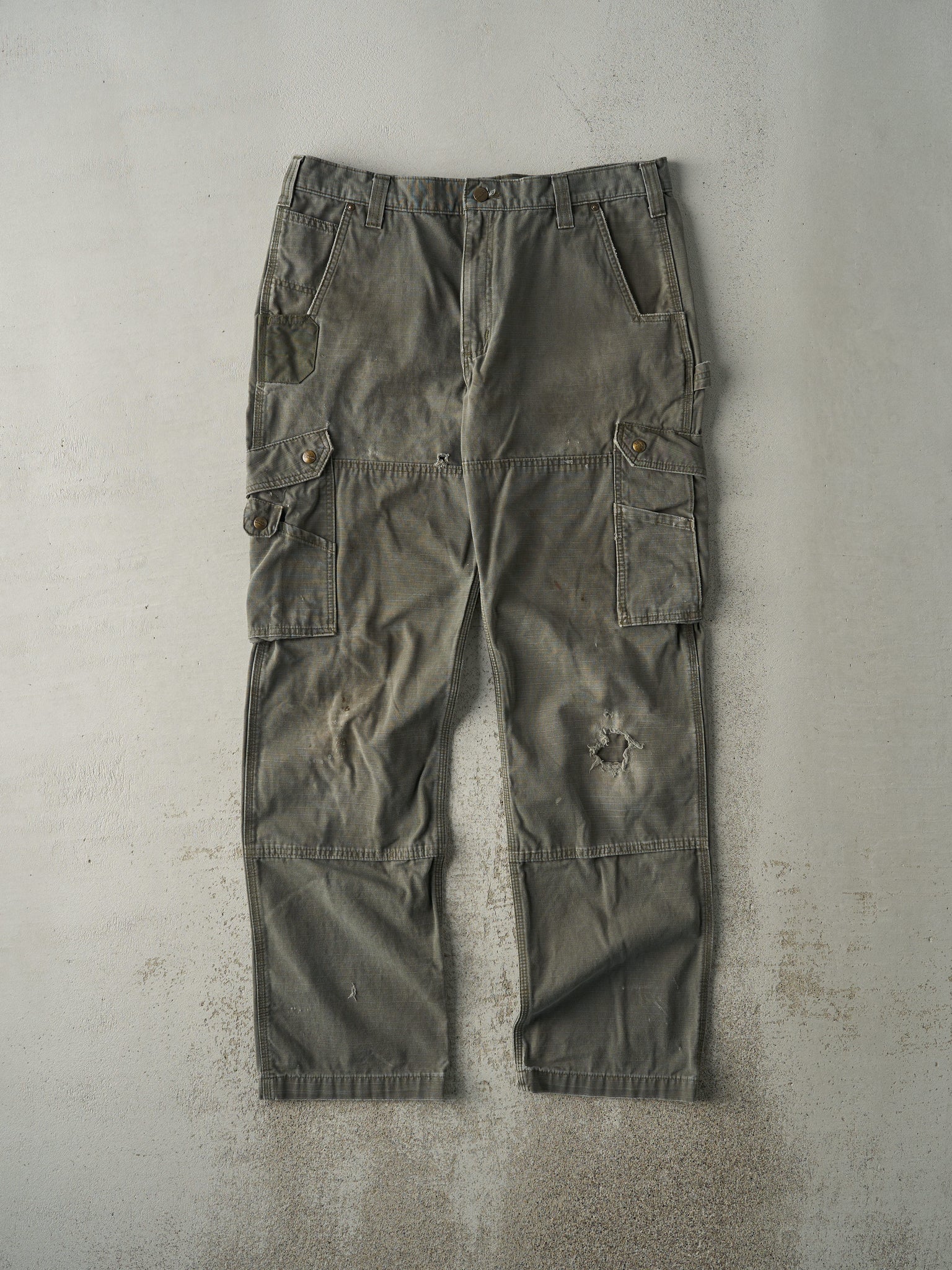 Vintage Y2K Green Carhartt Double Knee Cargo Pants (36.5x33.5)