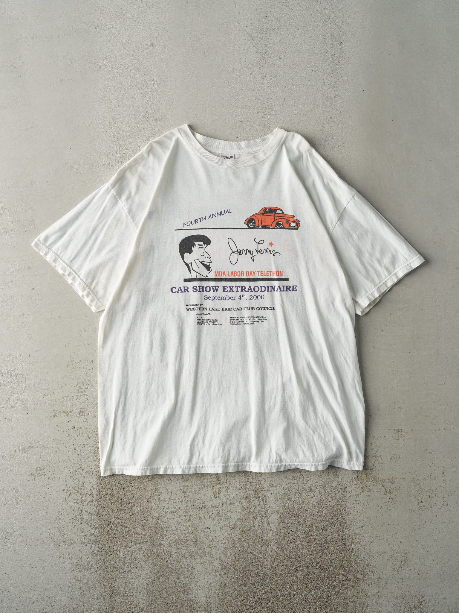 Vintage 00' White Car Show Extraodinaire Tee (XL)