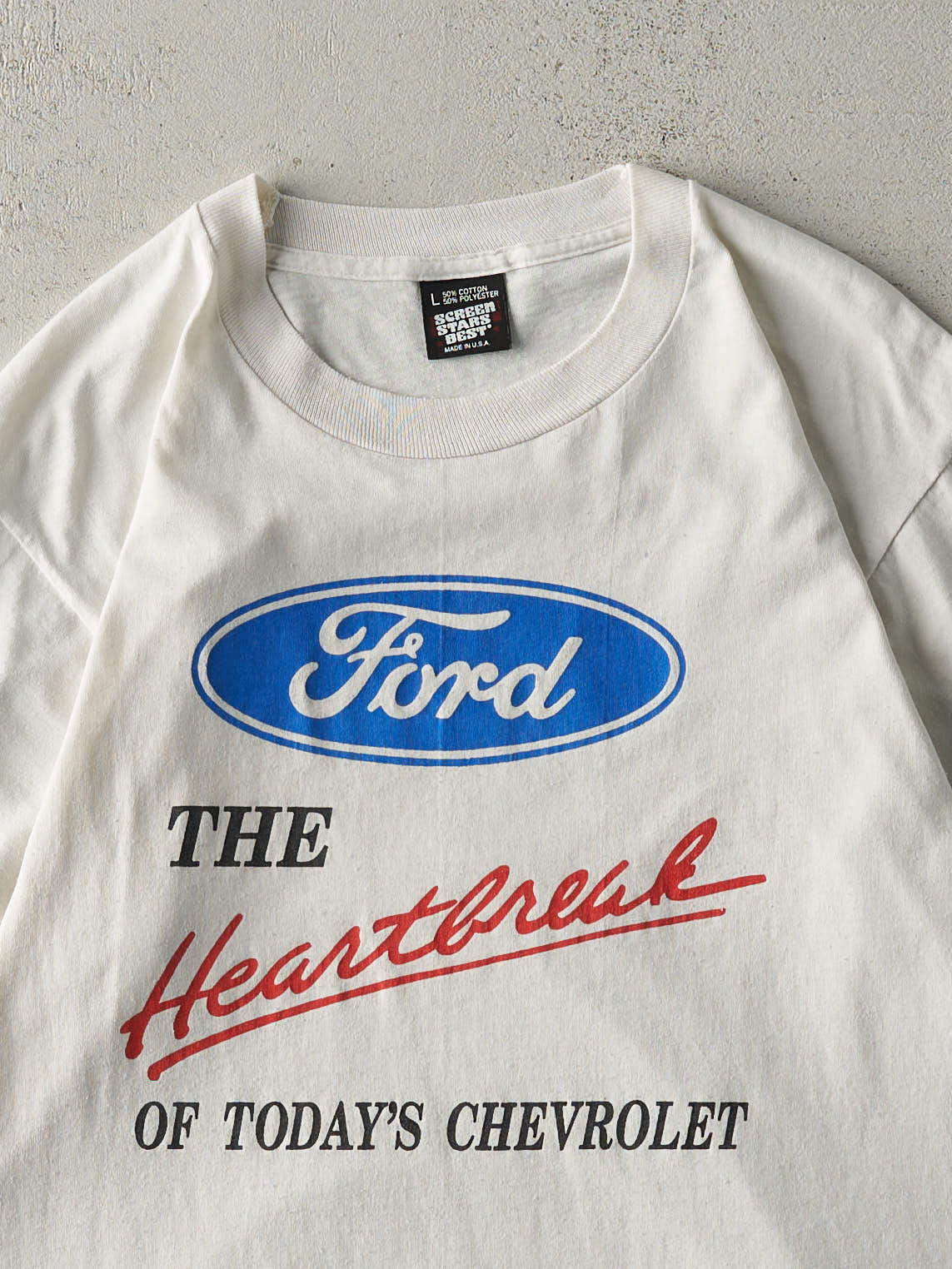 Vintage 90s White Ford Slogan Single Stitch Tee (M)