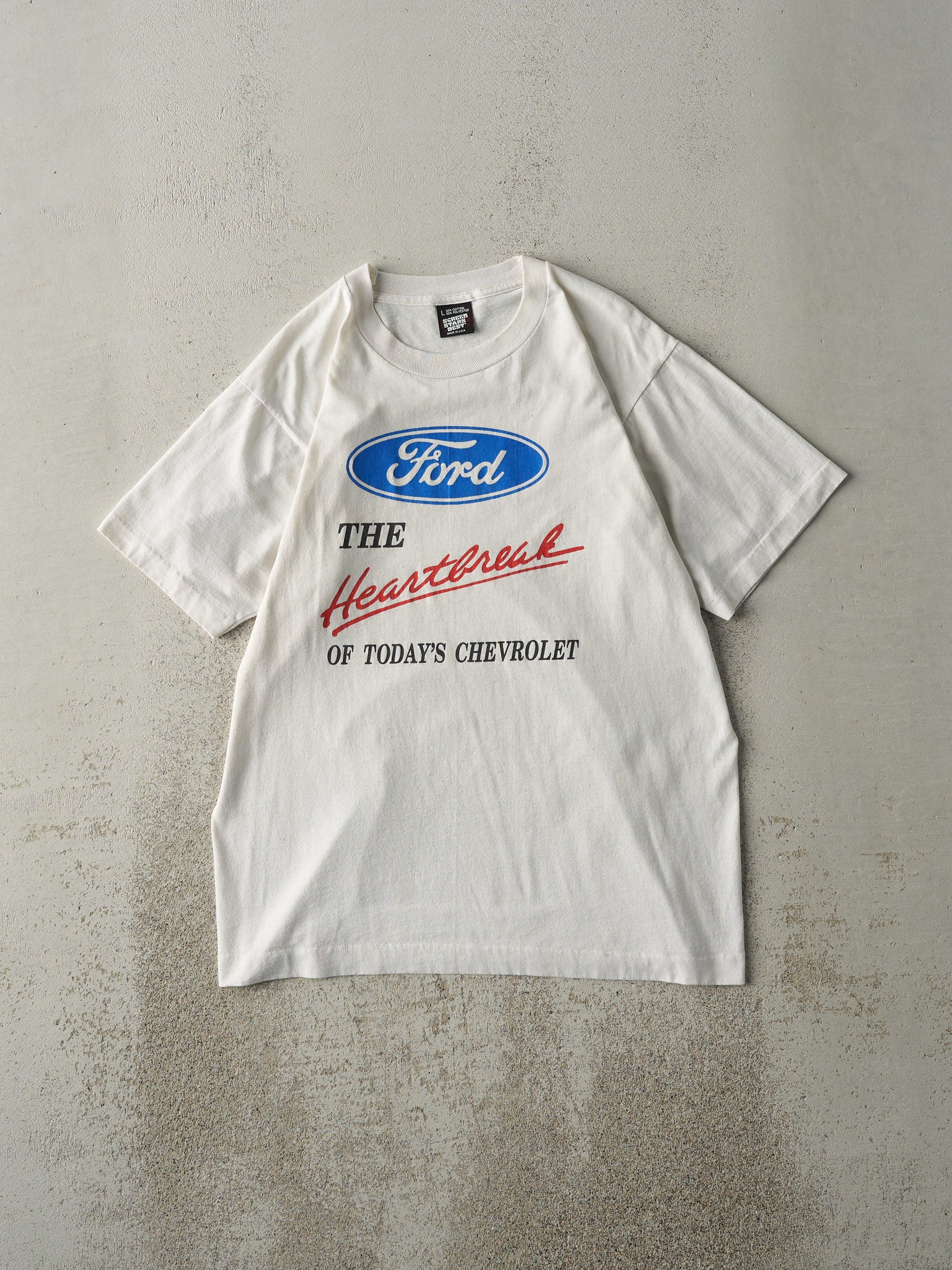 Vintage 90s White Ford Slogan Single Stitch Tee (M)