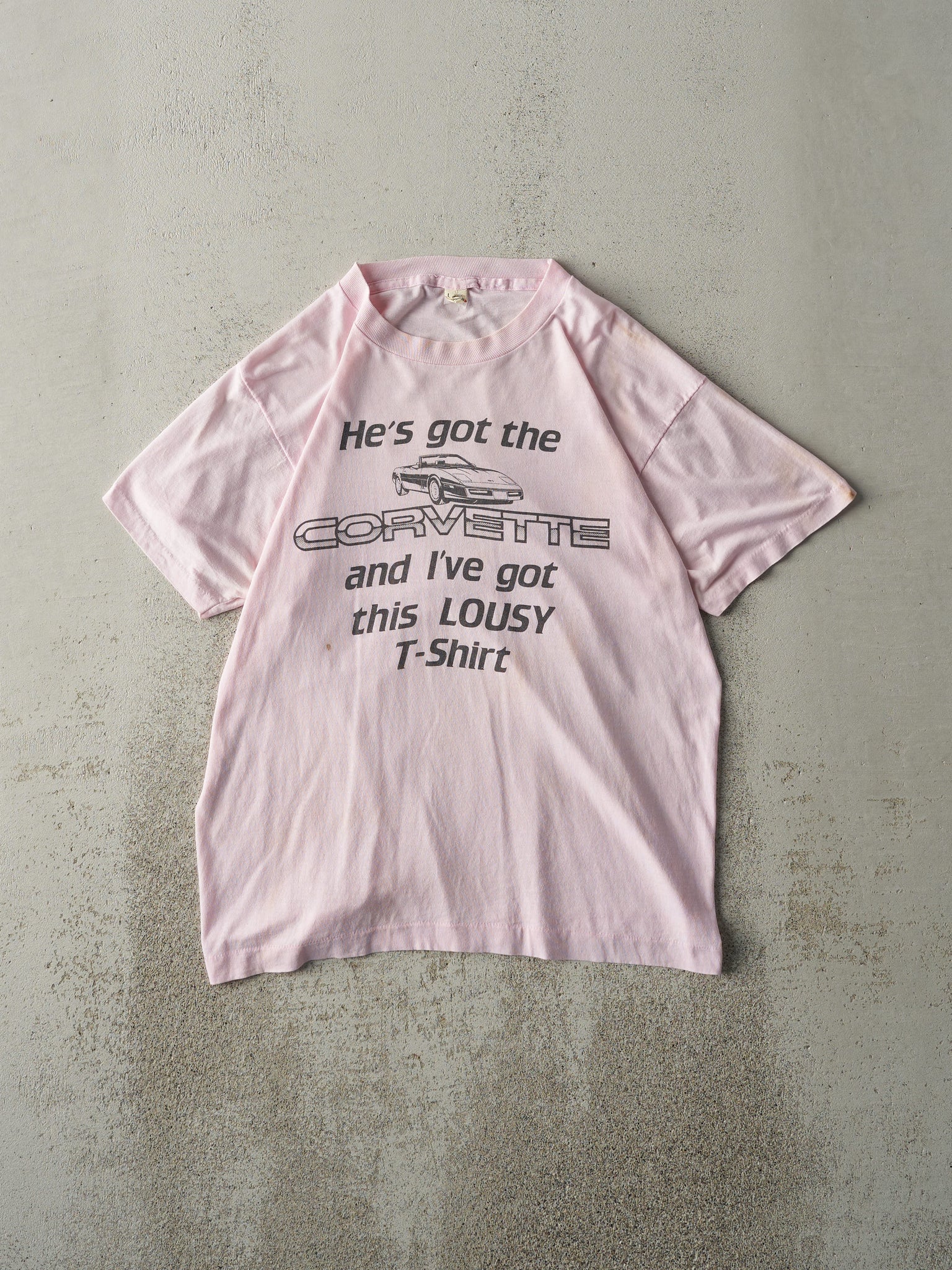 Vintage 80s Pink Corvette Slogan Single Stitch Tee (M)