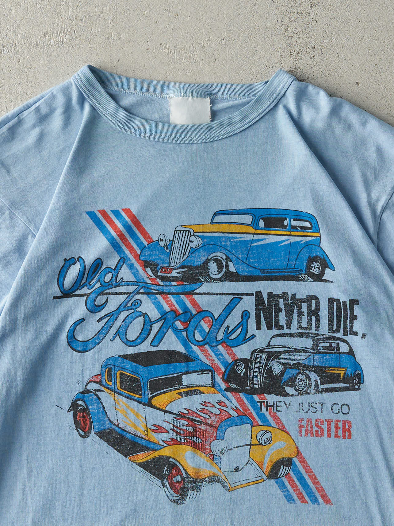 Vintage 80s Blue "Old Ford's Never Die" Tee (M)