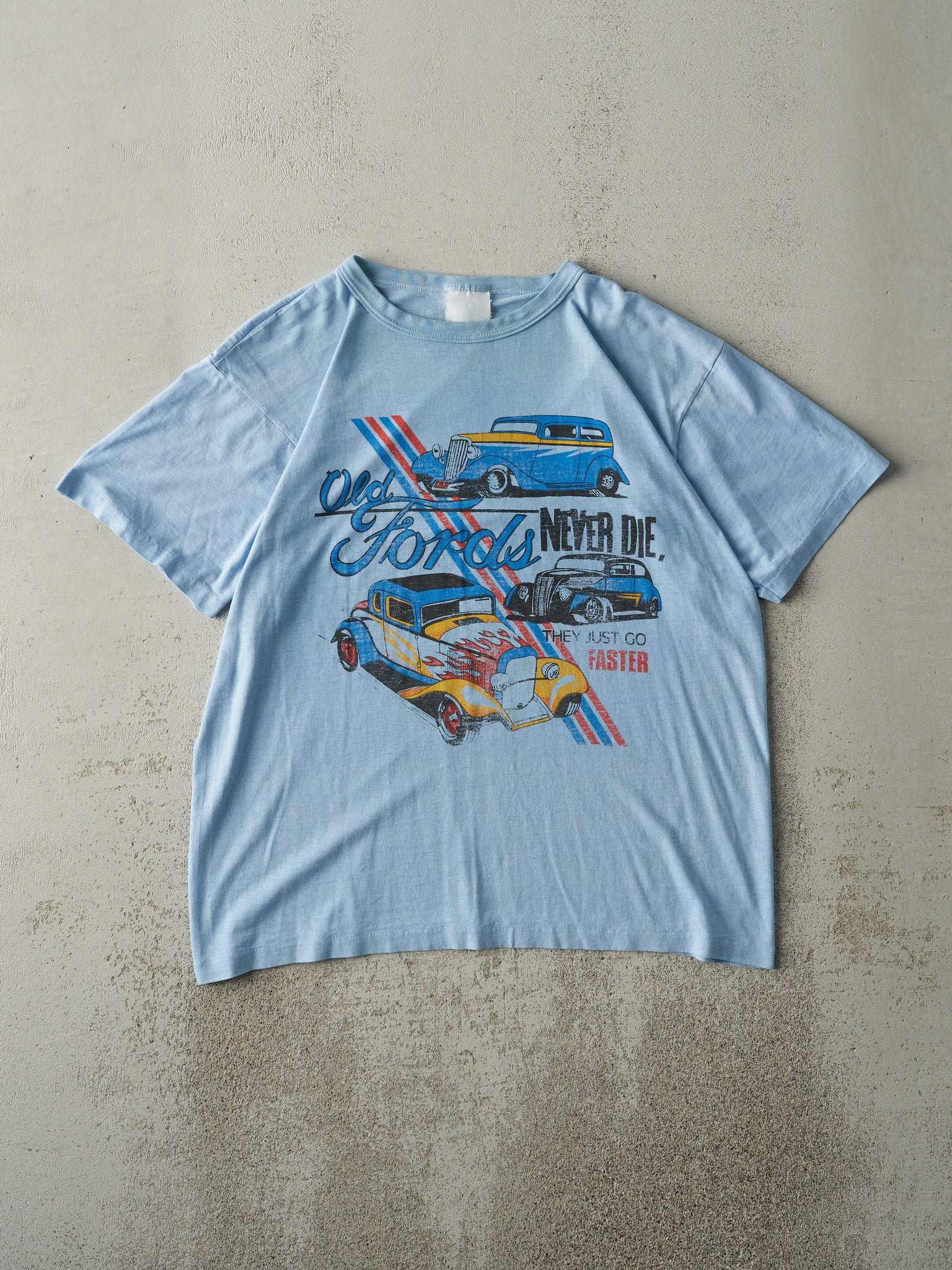 Vintage 80s Blue "Old Ford's Never Die" Tee (M)