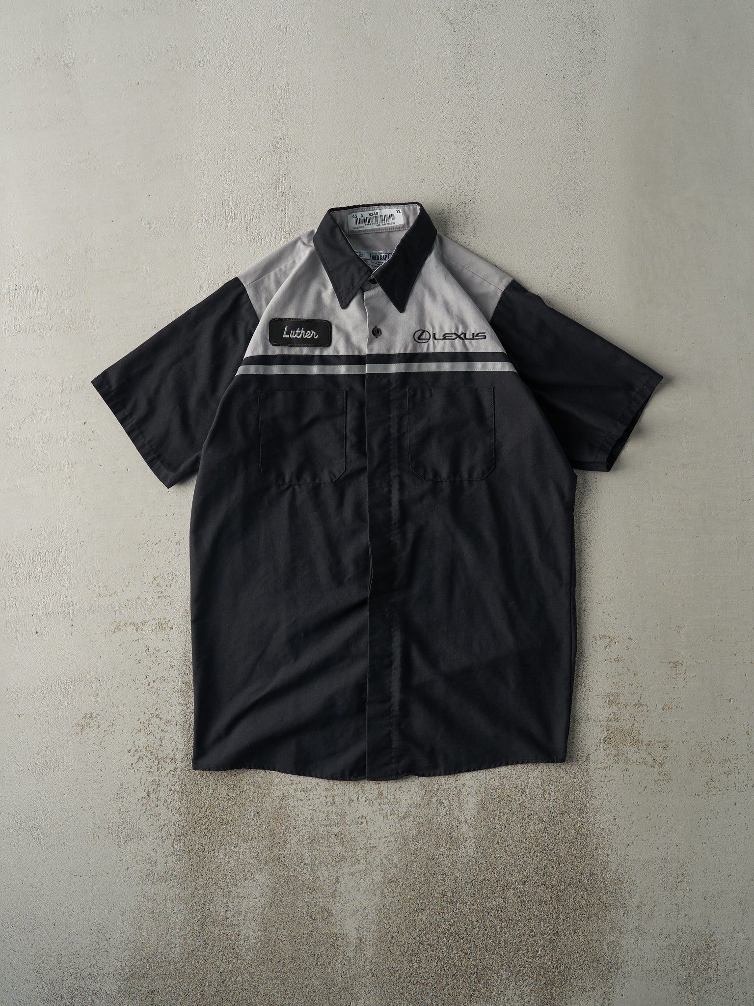 Vintage Y2K Black & Grey Lexus Button Up Mechanic Tee (M/L)