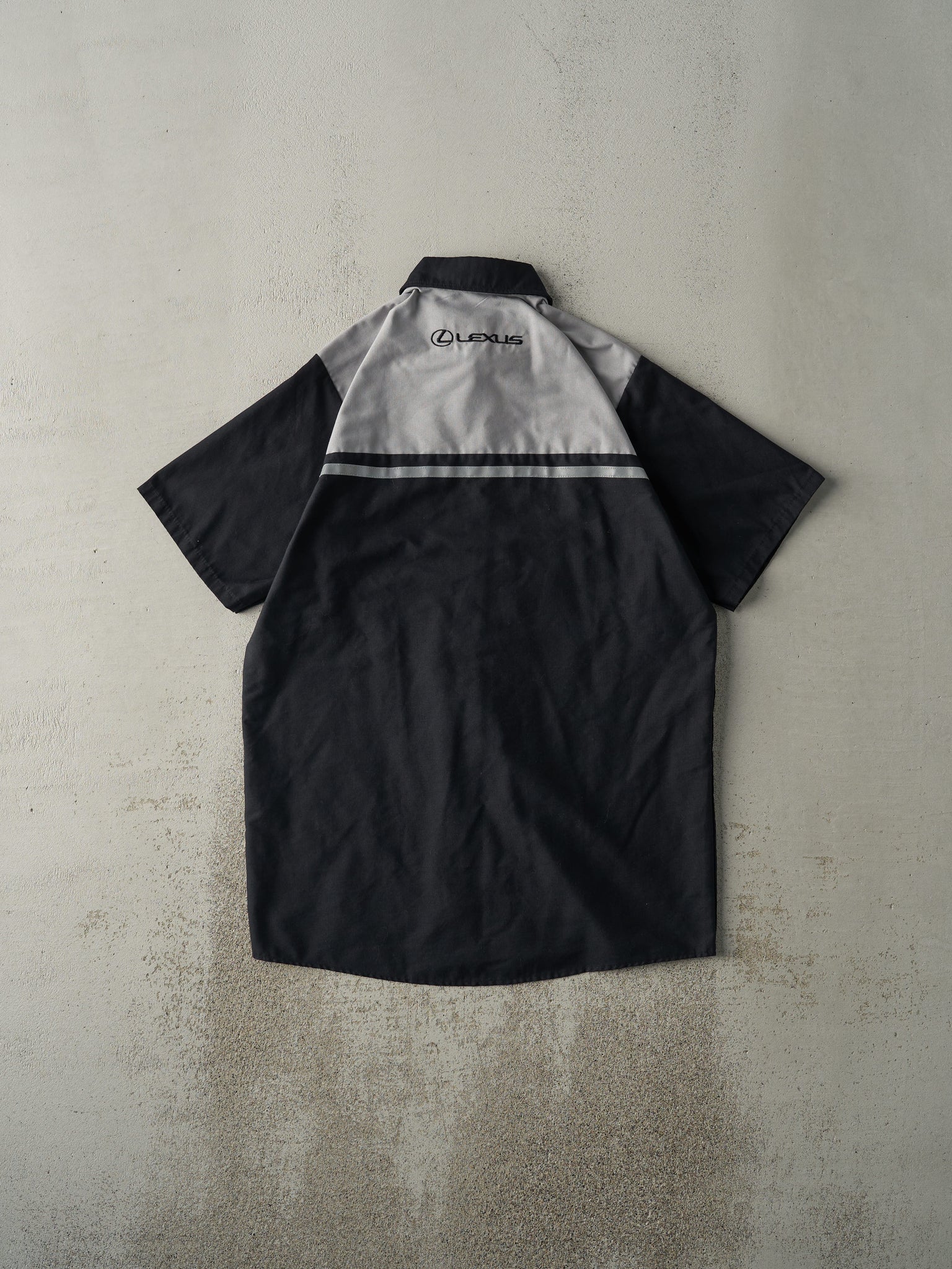 Vintage Y2K Black & Grey Lexus Button Up Mechanic Tee (M/L)