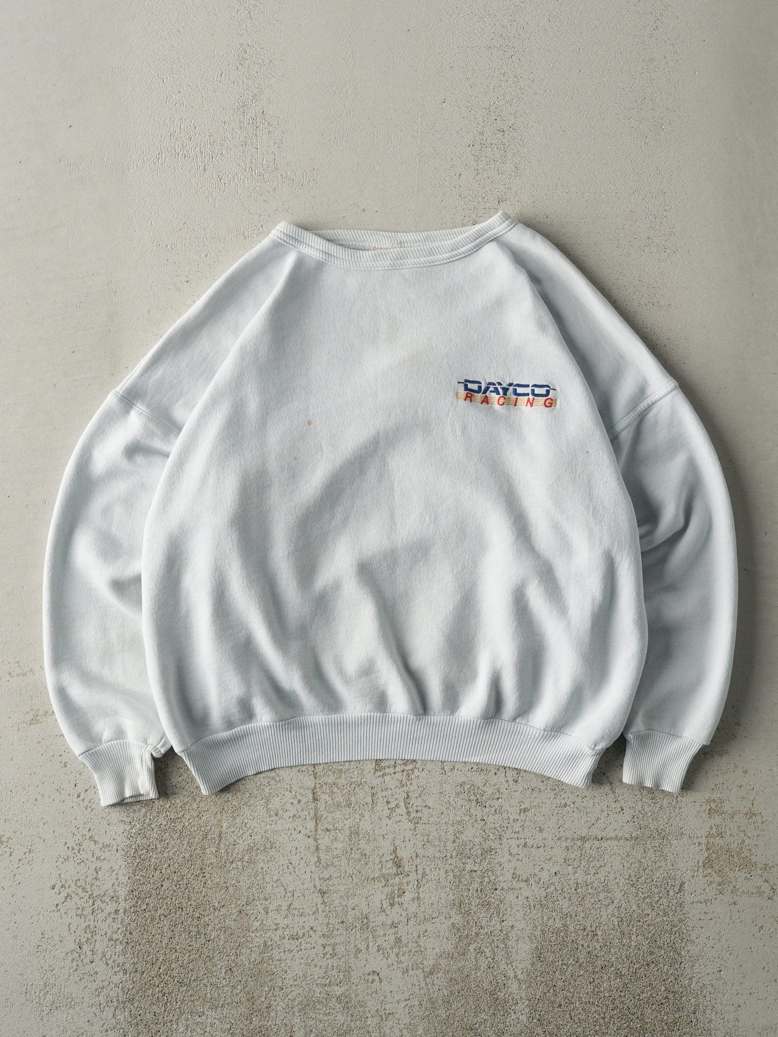 Vintage Y2K White Dayco Racing Boxy Crewneck (M/L)