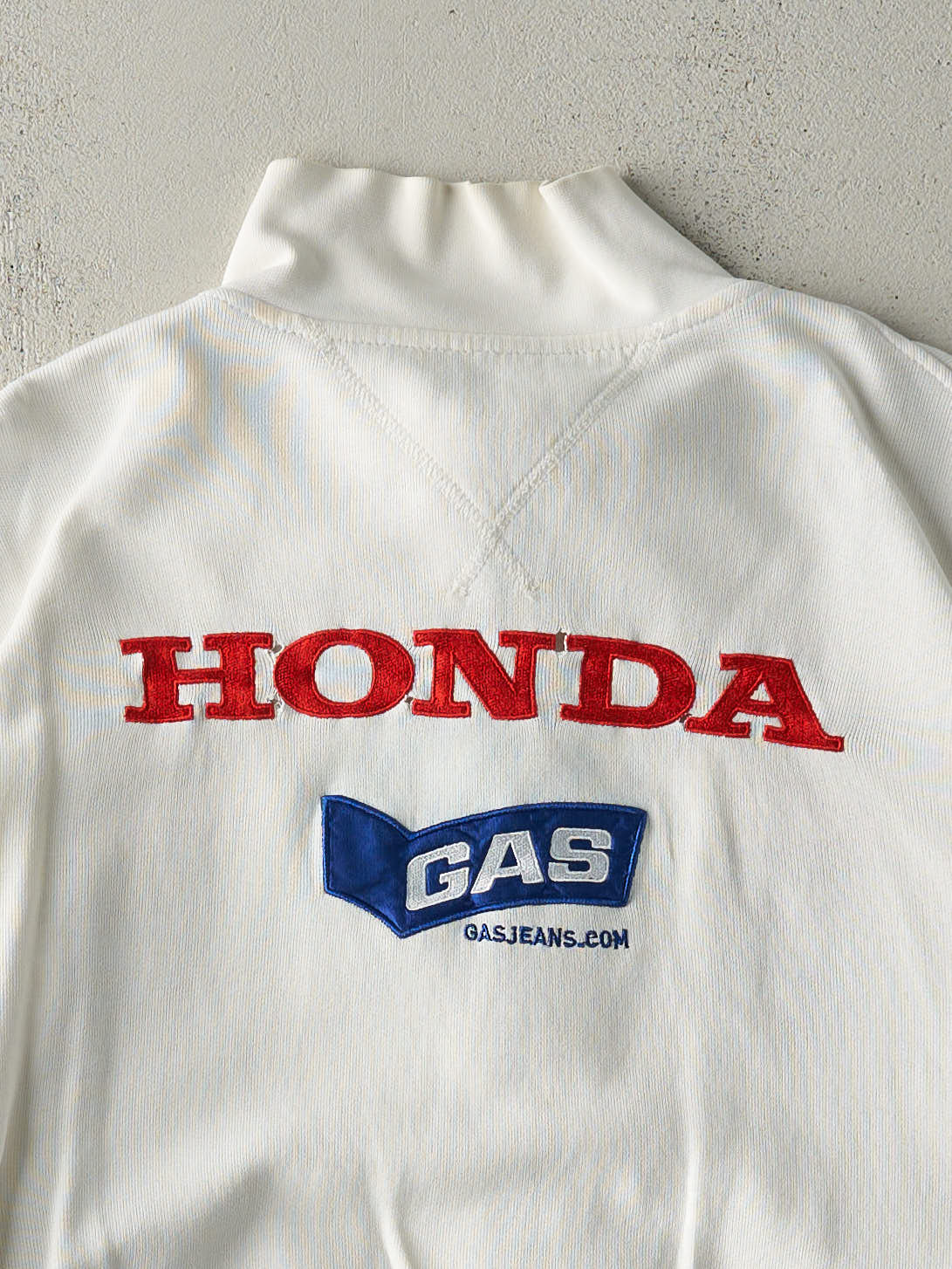 Vintage Y2K White Honda Racing Gas Zip Up Sweatshirt (L)