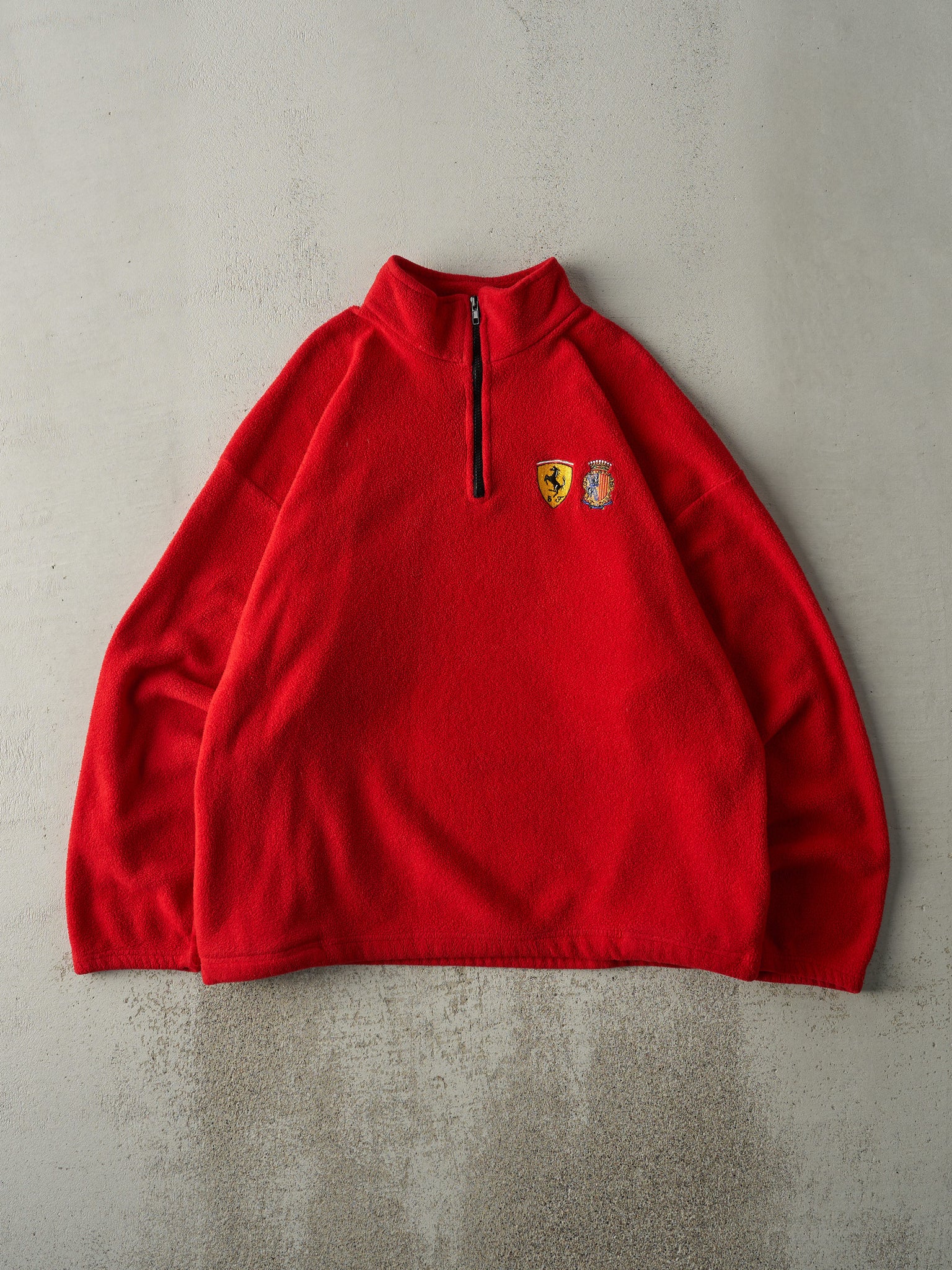 Vintage 90s Red Ferrari of New England Quarter Zip Fleece (XL)