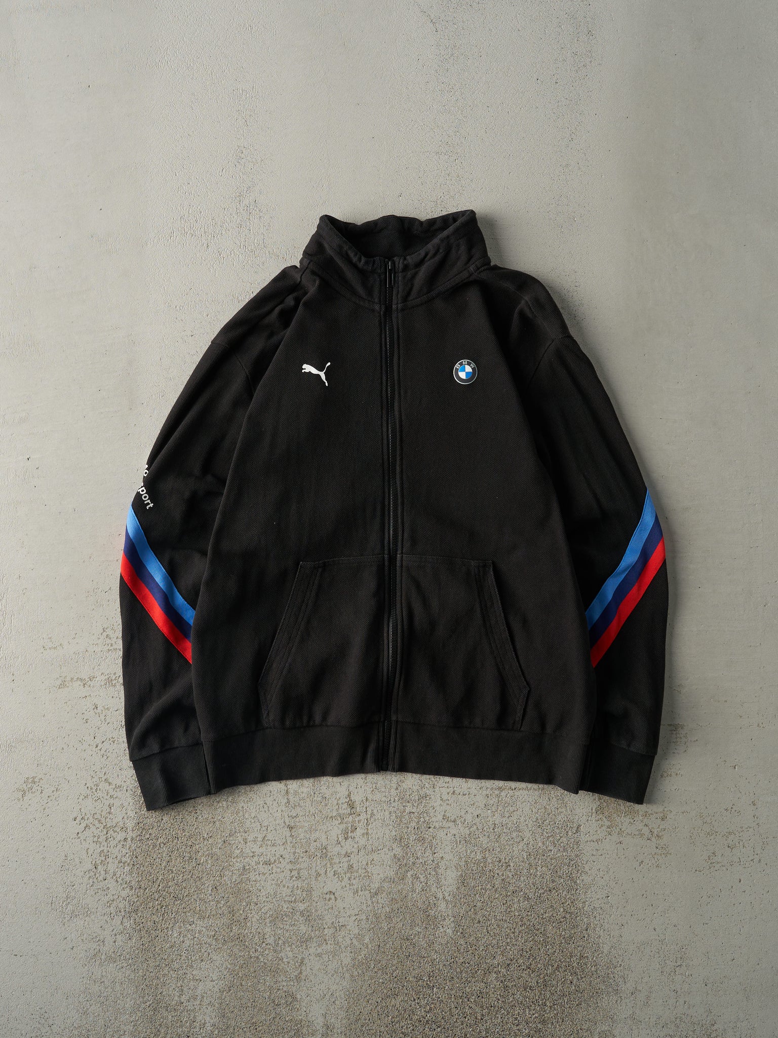 Vintage Y2K Black BMW M Series Zip Up Sweatshirt (M/L)