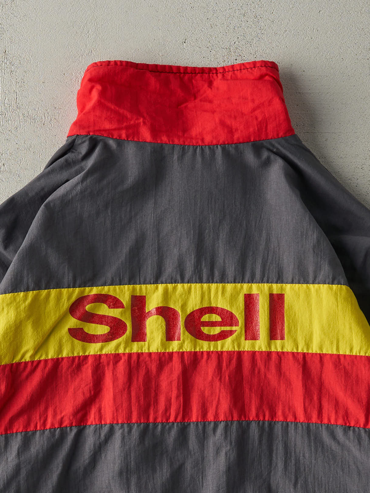 Vintage 90s Grey, Red & Yellow Shell Racing Jacket (XL)