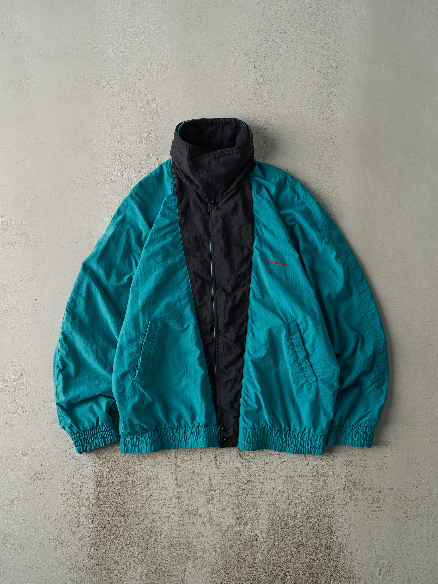 Vintage 90s Teal & Black Porsche Nylon Jacket (M/L)