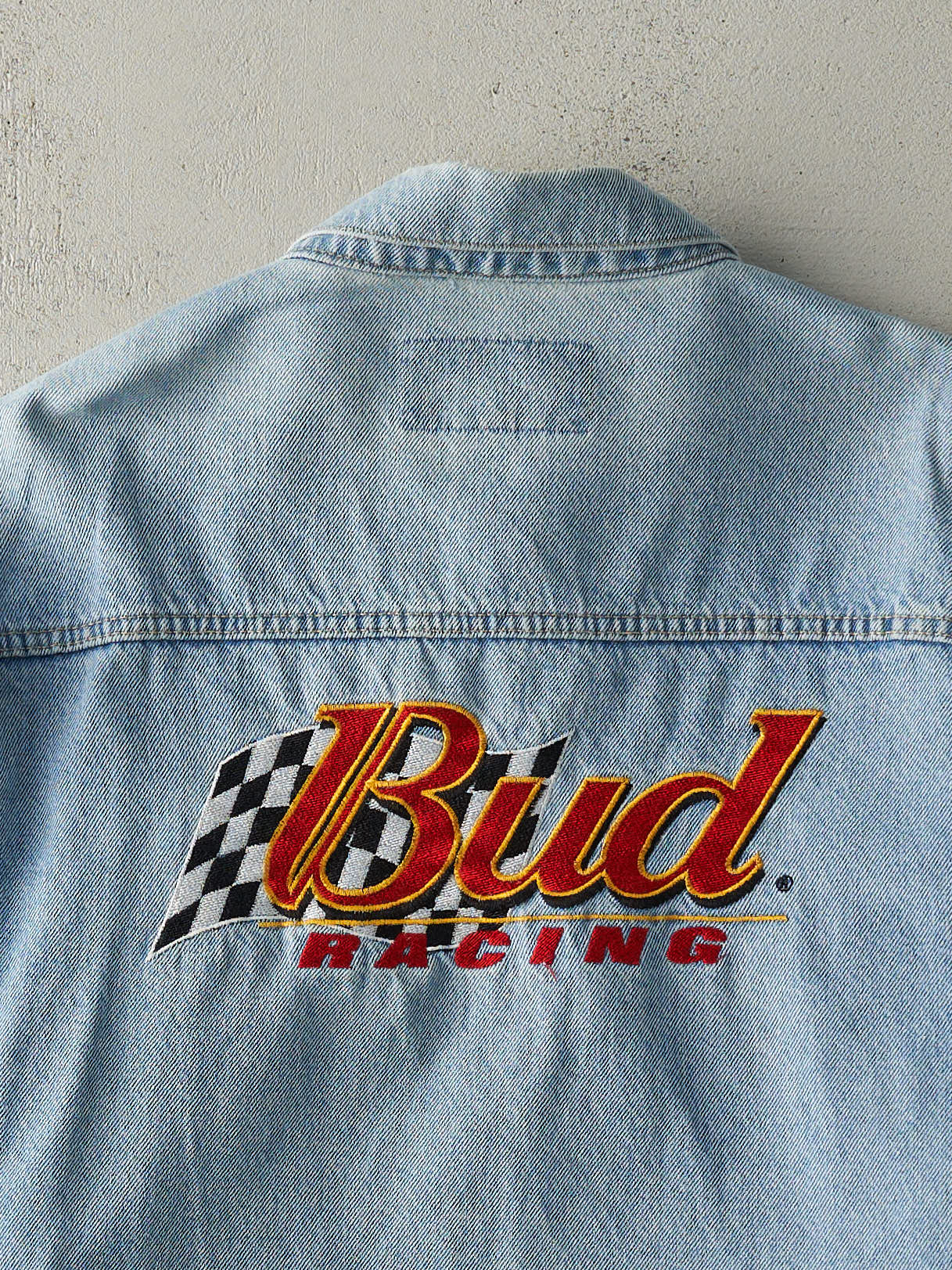 Vintage 90s Light Wash Dale Earnhardt Jr x Jeff Hamilton Nascar Bud Racing Denim Jacket (L/XL)