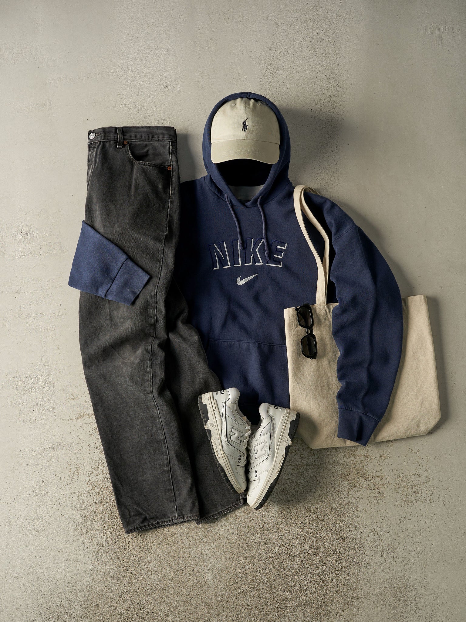 90s old nike USA製 hoodie 刺繍ロゴ 無地 Vintage Nike Big Swoosh Grey Mens XL Hoodie 90s USA Center Swoosh