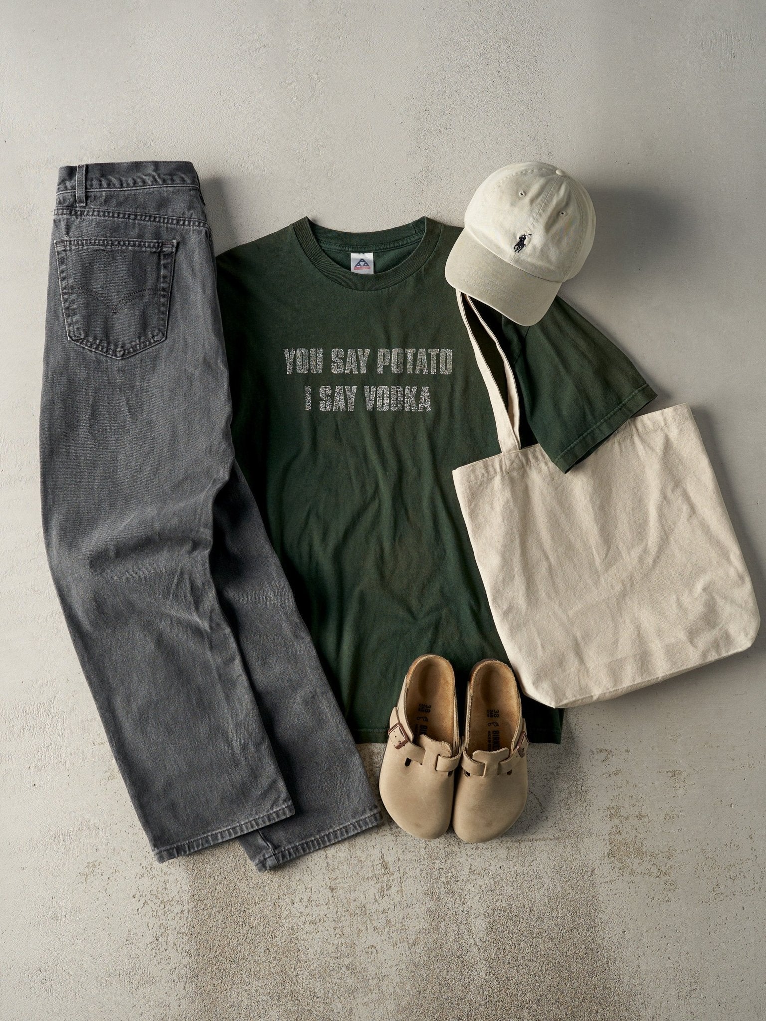 Vintage Y2K Forest Green "I Say Vodka" Tee (L)
