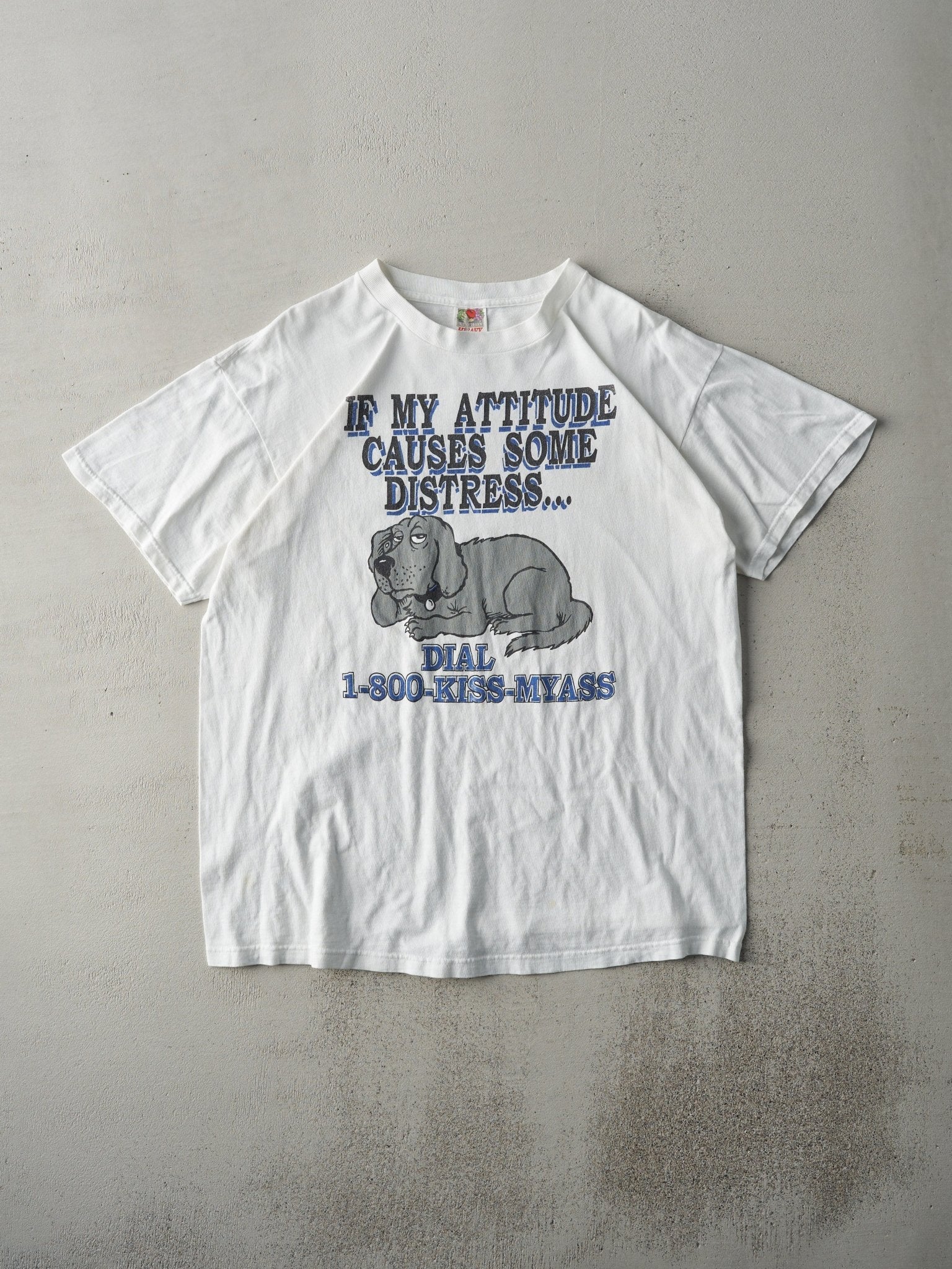 Vintage Y2K White "1-800-Kiss-MyAss" Tee (M)
