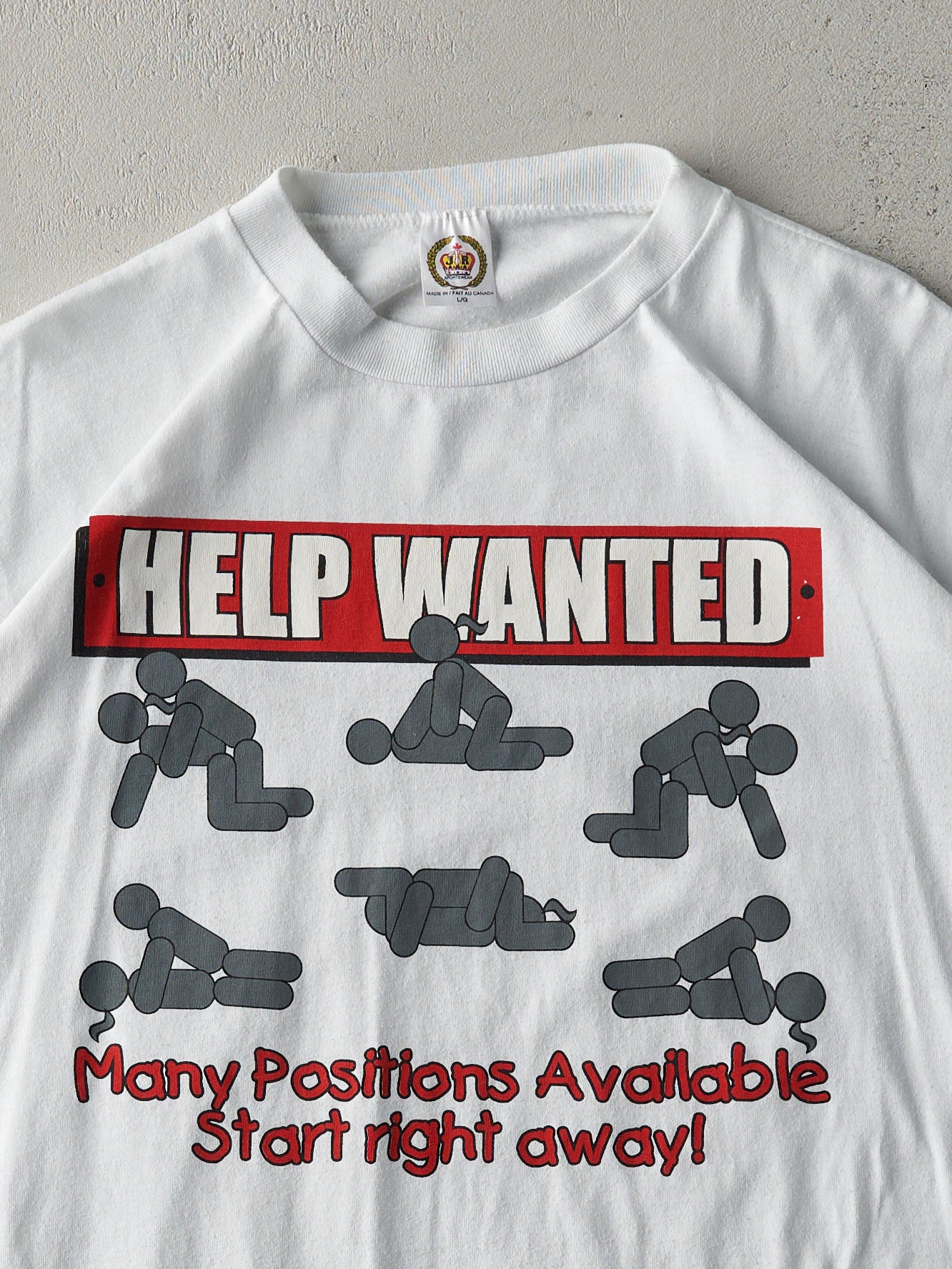 Vintage Y2K White "Help Wanted" Tee (M)