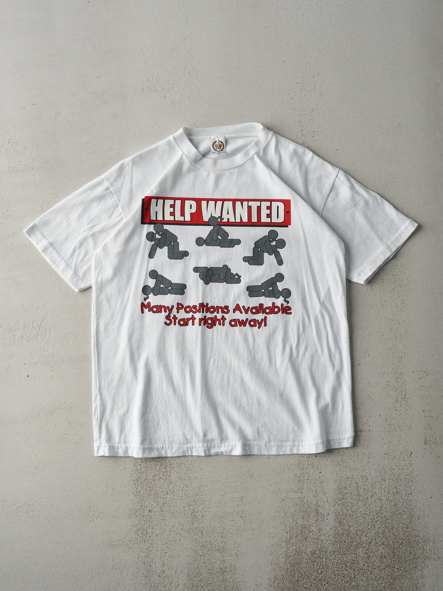 Vintage Y2K White "Help Wanted" Tee (M)