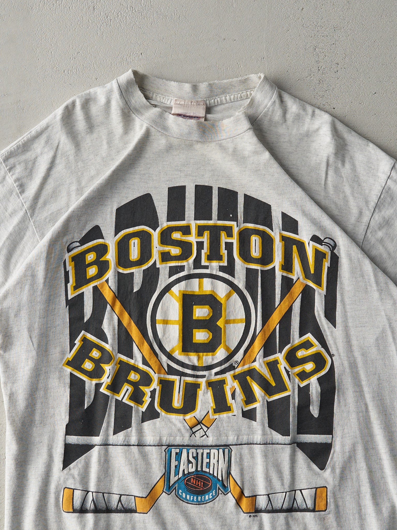 Vintage 90s Heather Grey Boston Bruins Single Stitch Tee (M)