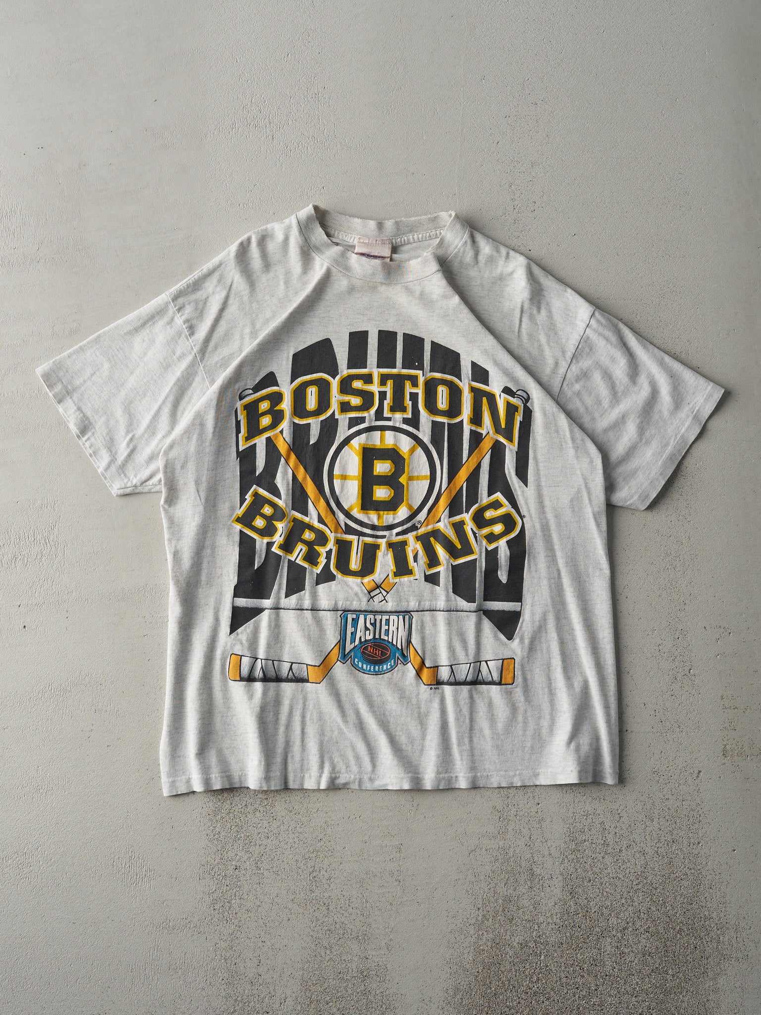 Vintage 90s Heather Grey Boston Bruins Single Stitch Tee (M)