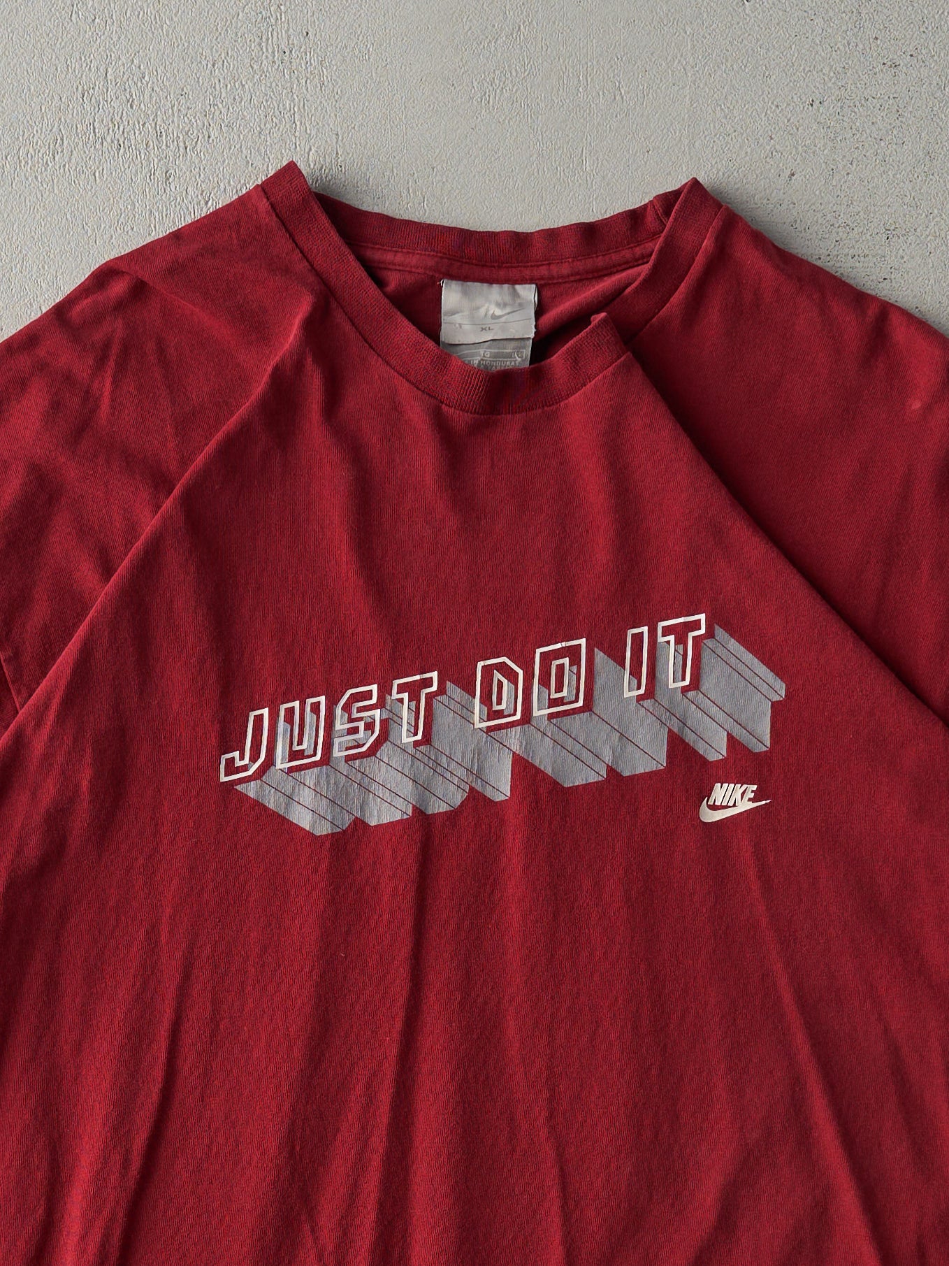 Vintage Y2K Cranberry Red "Just Do It" Tee (L)