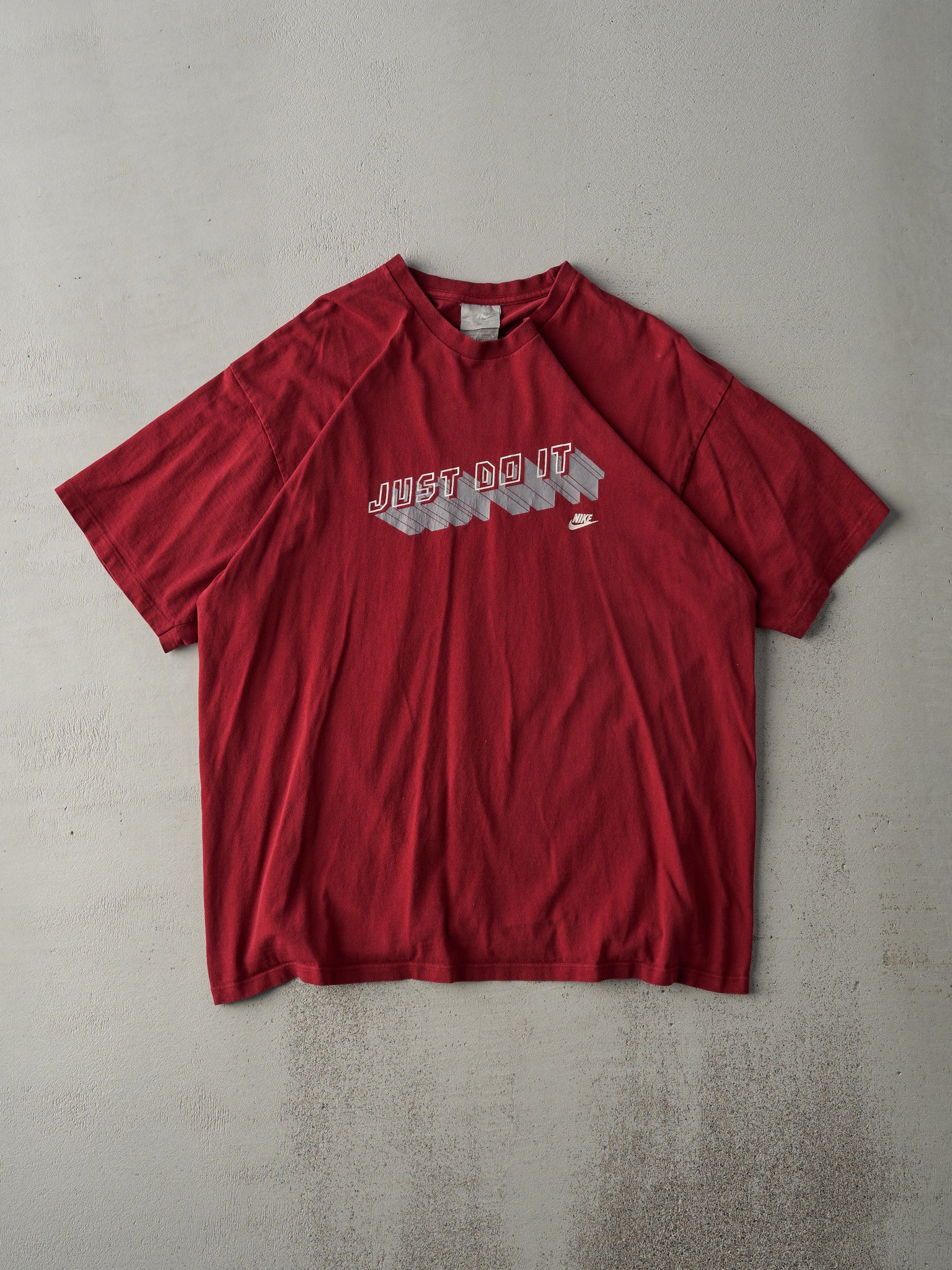 Vintage Y2K Cranberry Red "Just Do It" Tee (L)