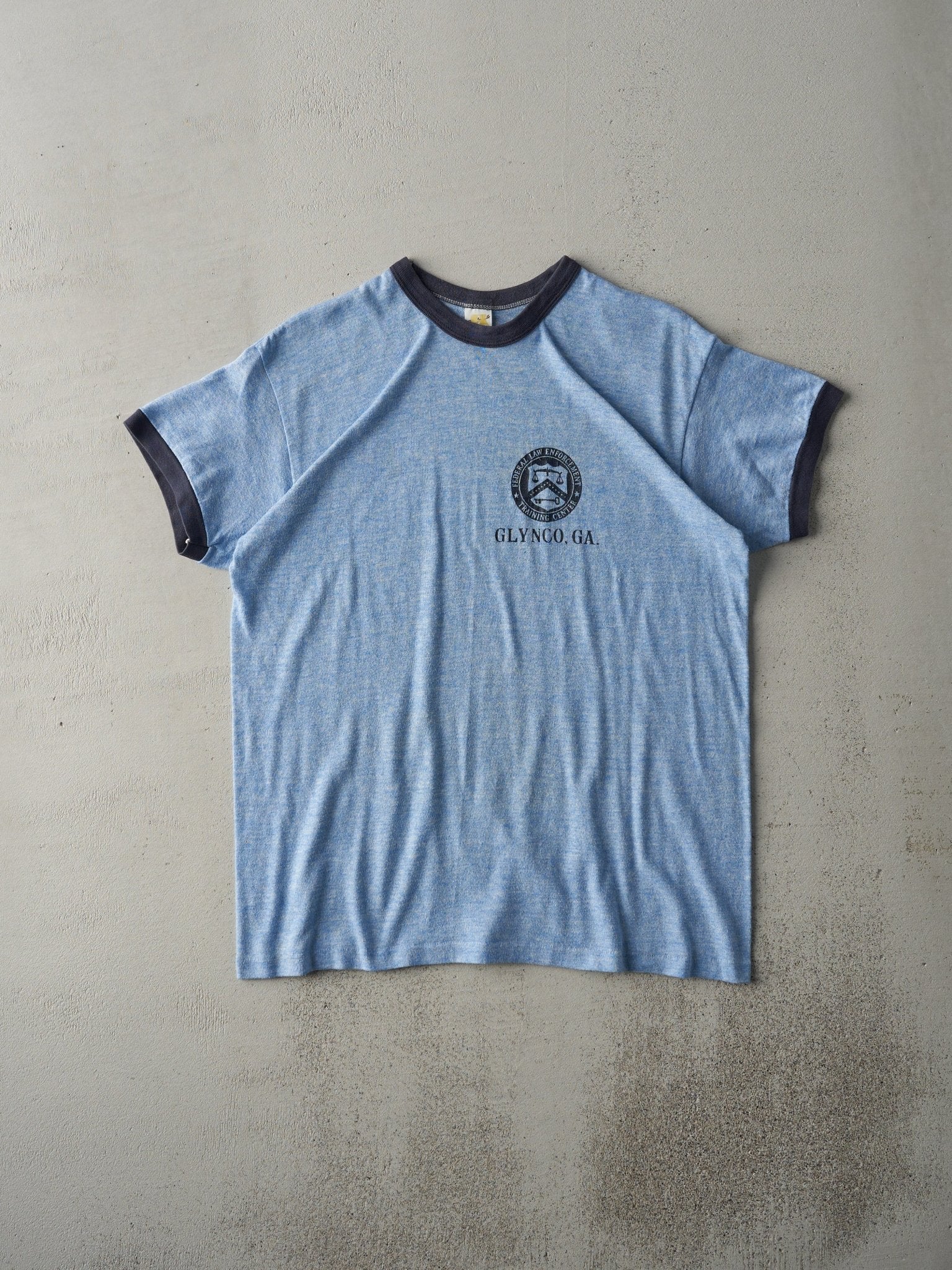 Vintage 80s Blue Federal Law Enforcement Training Centre Ringer Tee (M)