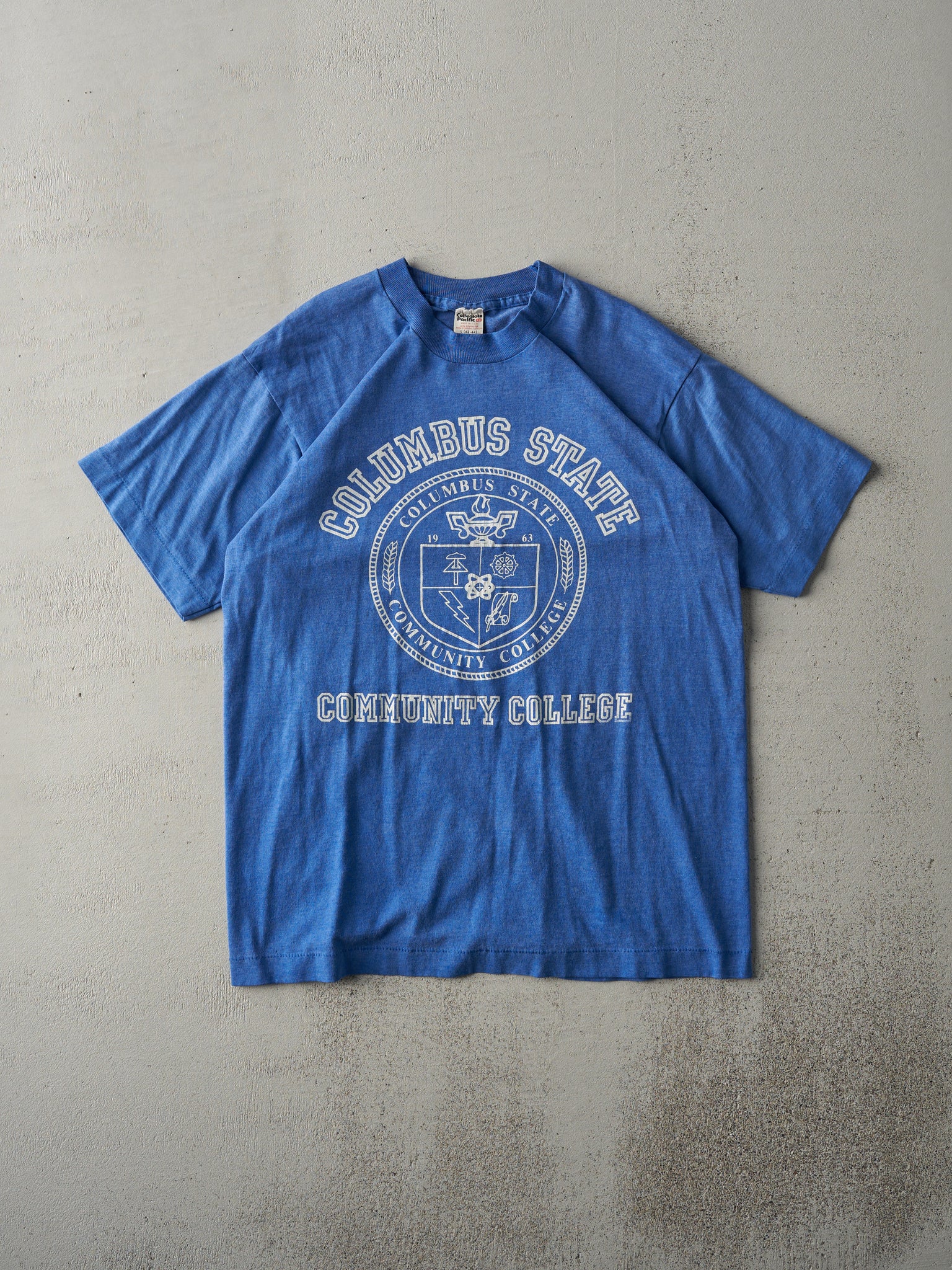 Vintage 80s Blue Columbus State Single Stitch Tee (S/M)