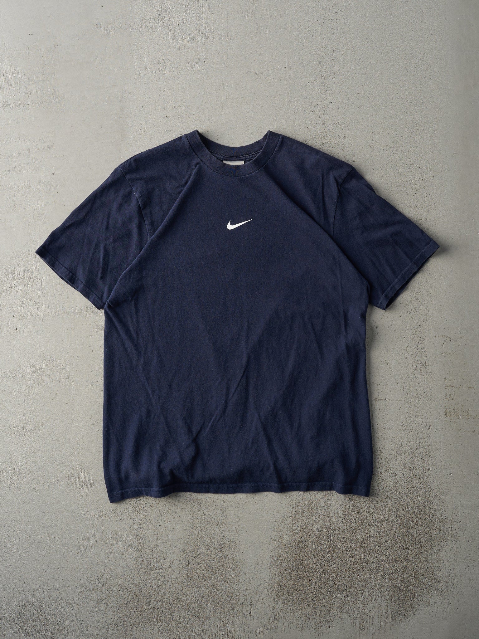 Vintage Y2K Navy Blue Nike Centre Swoosh Tee (M)