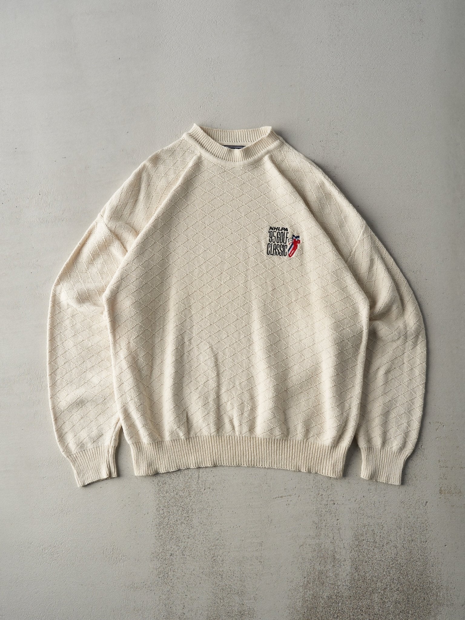 Vintage 95' Beige NHLPA Golf Classic Embroidered Knit Sweater (L)