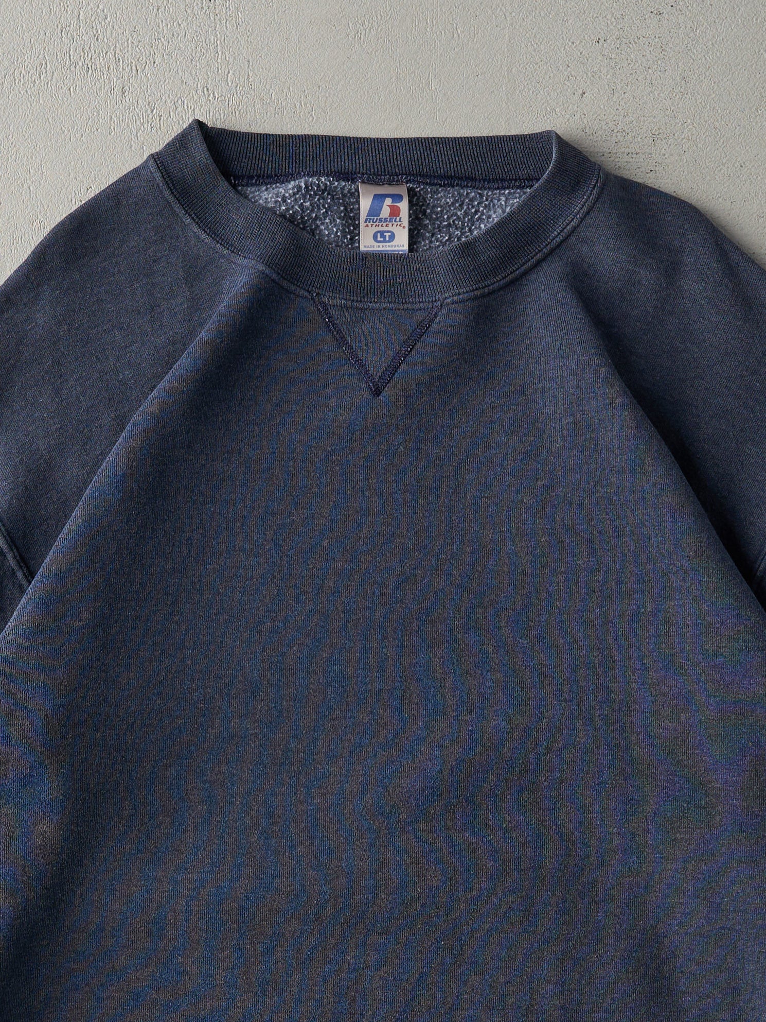 Vintage Y2K Washed Navy Russell Athletics Blank Crewneck (L)