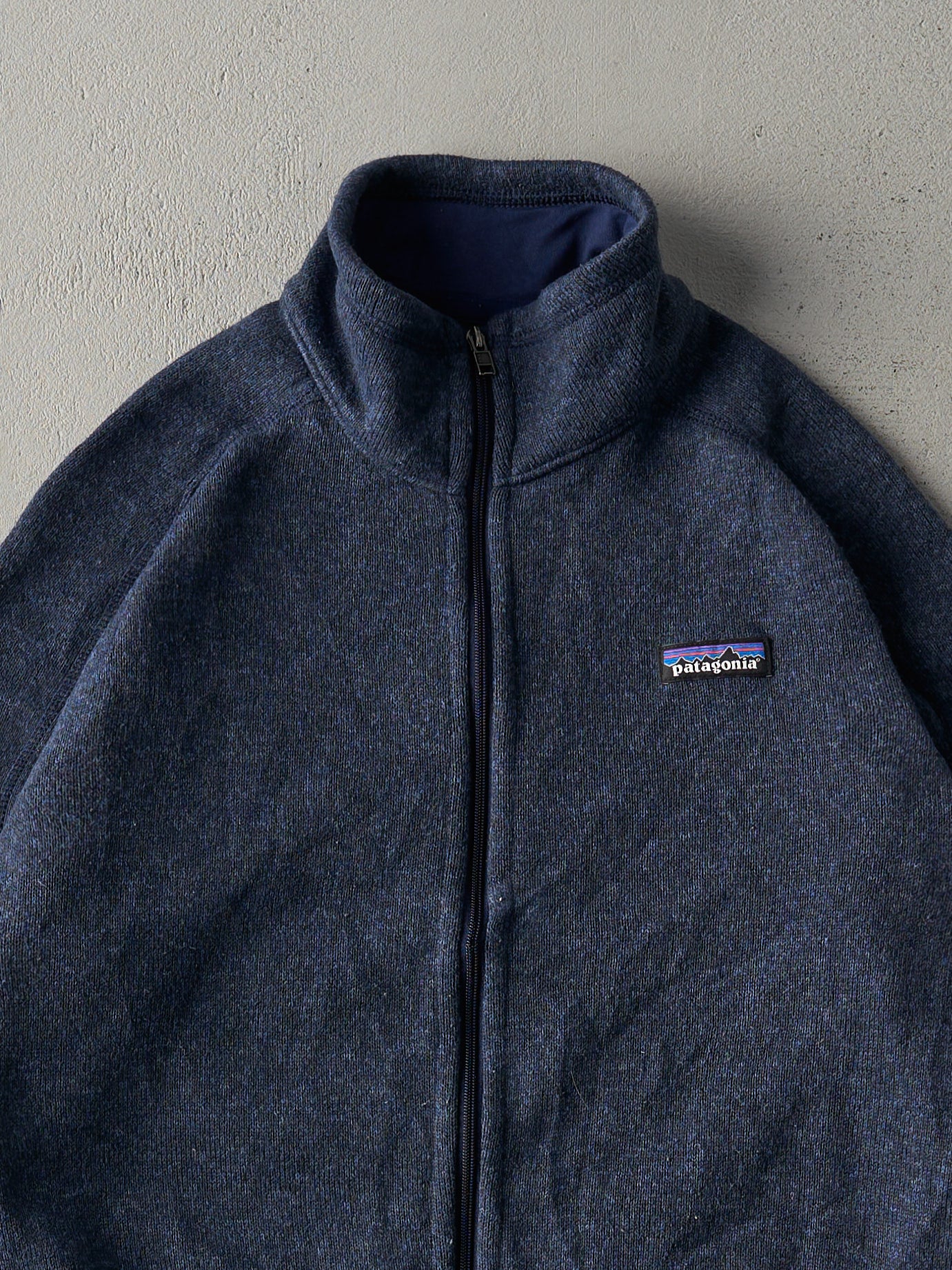Vintage 90s Navy Blue Patagonia Zip Up Polar Fleece Sweater (M)