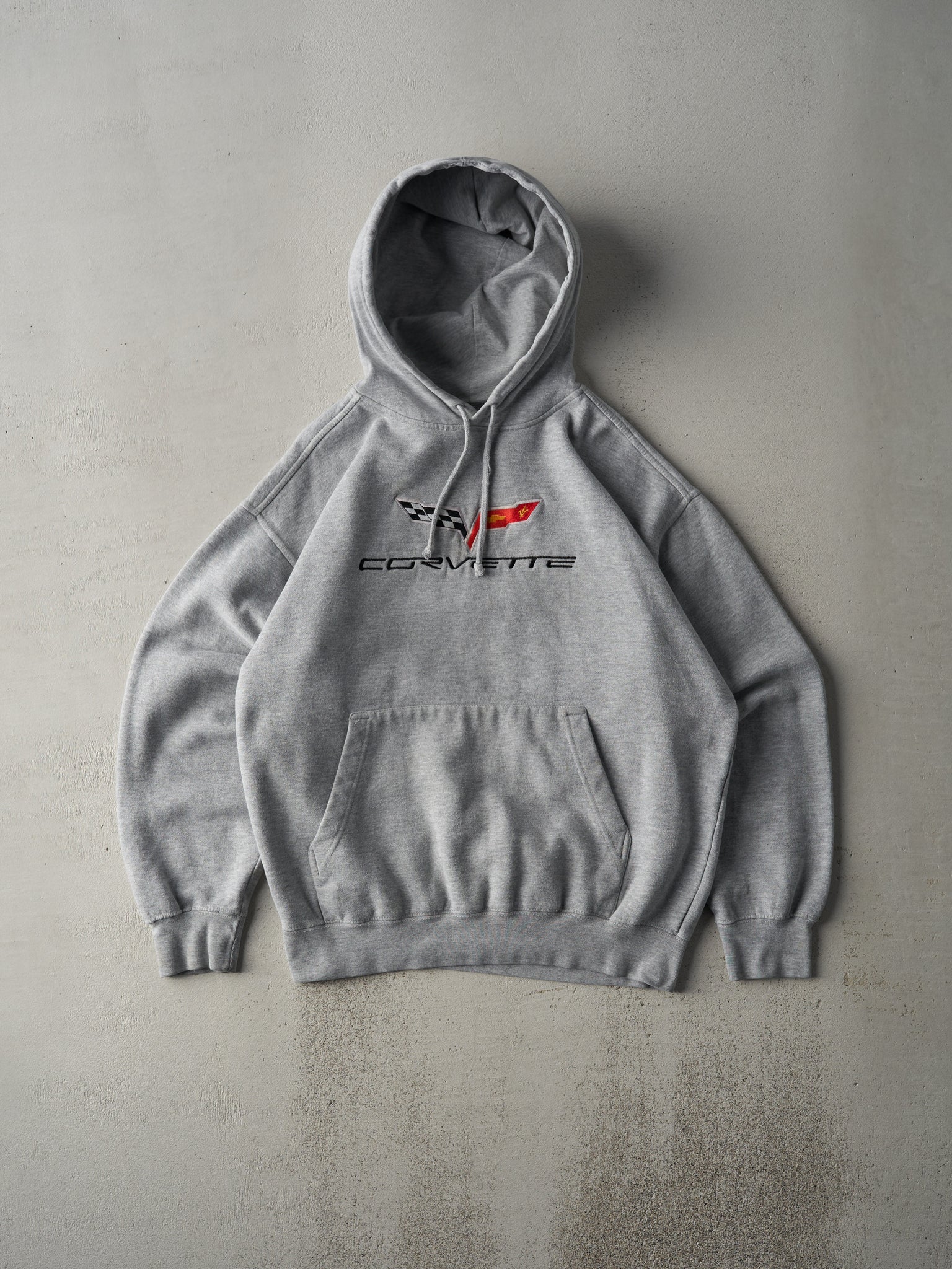 Vintage 90s Grey Corvette Embroidered Hoodie (L)