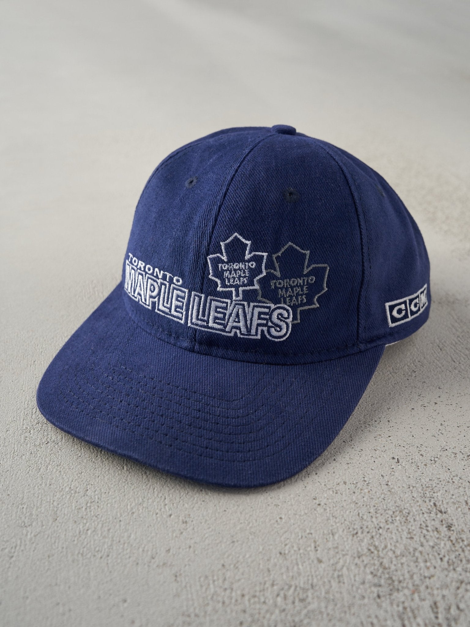 Vintage 90s Navy Blue Toronto Maple Leafs CCM Snapback Hat