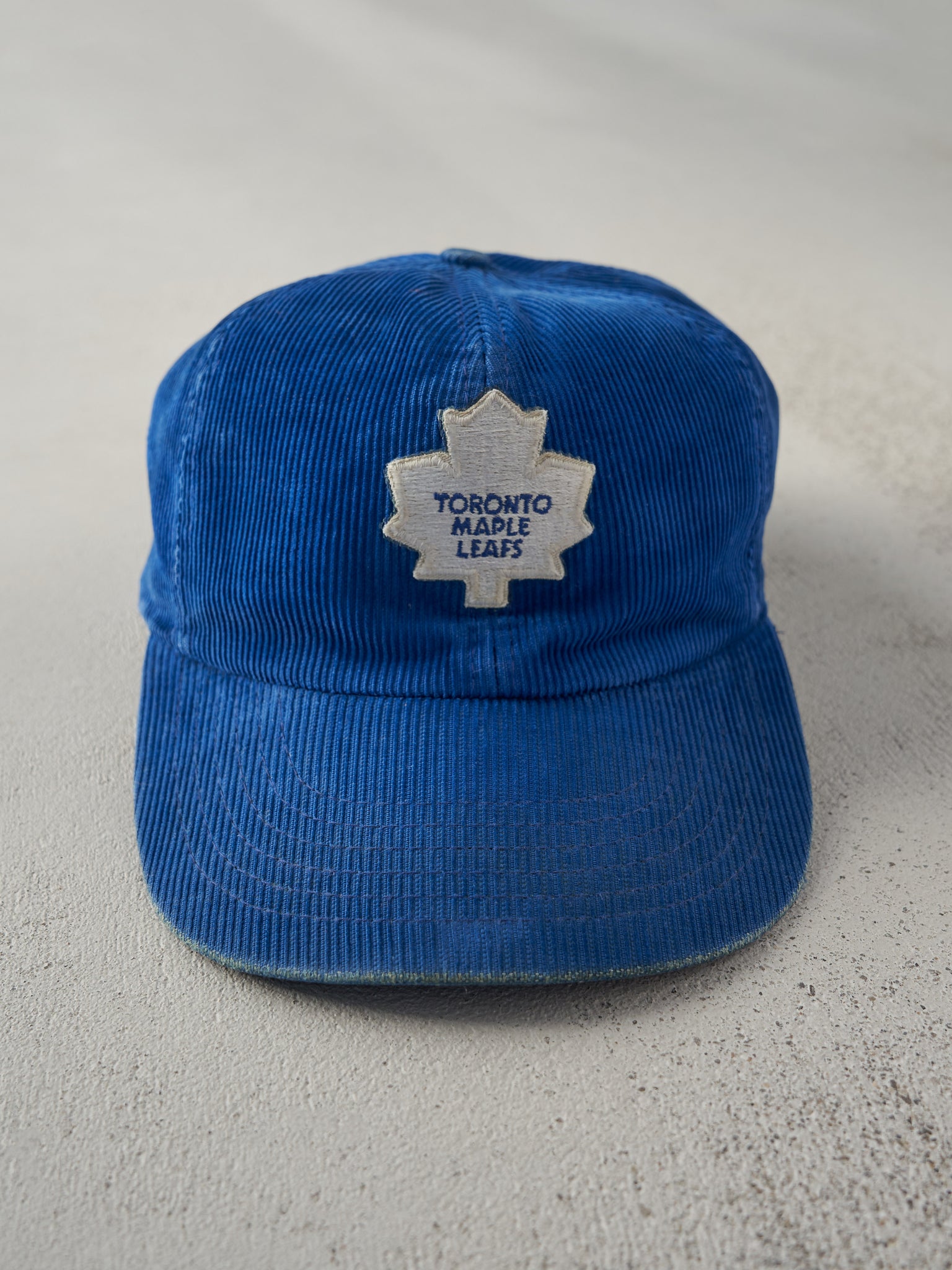 Vintage 80s Blue Corduroy Toronto Maple Leafs Snapback Hat