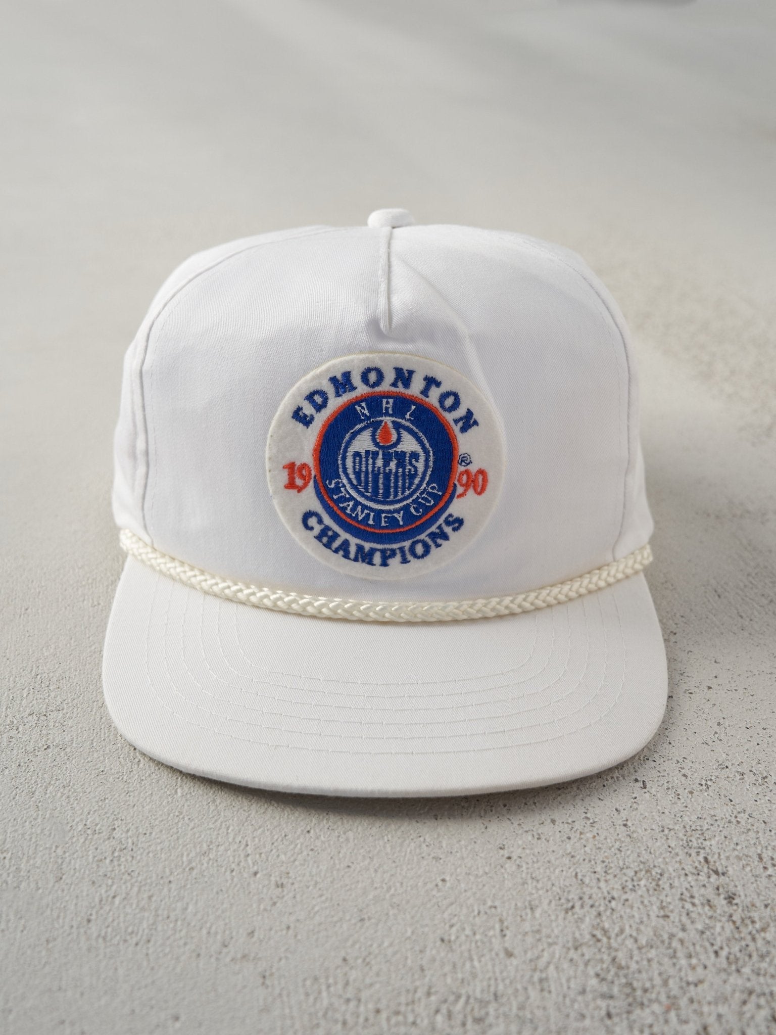 Vintage 90' White Edmonton Oilers Stanley Cup Champions Snapback Hat
