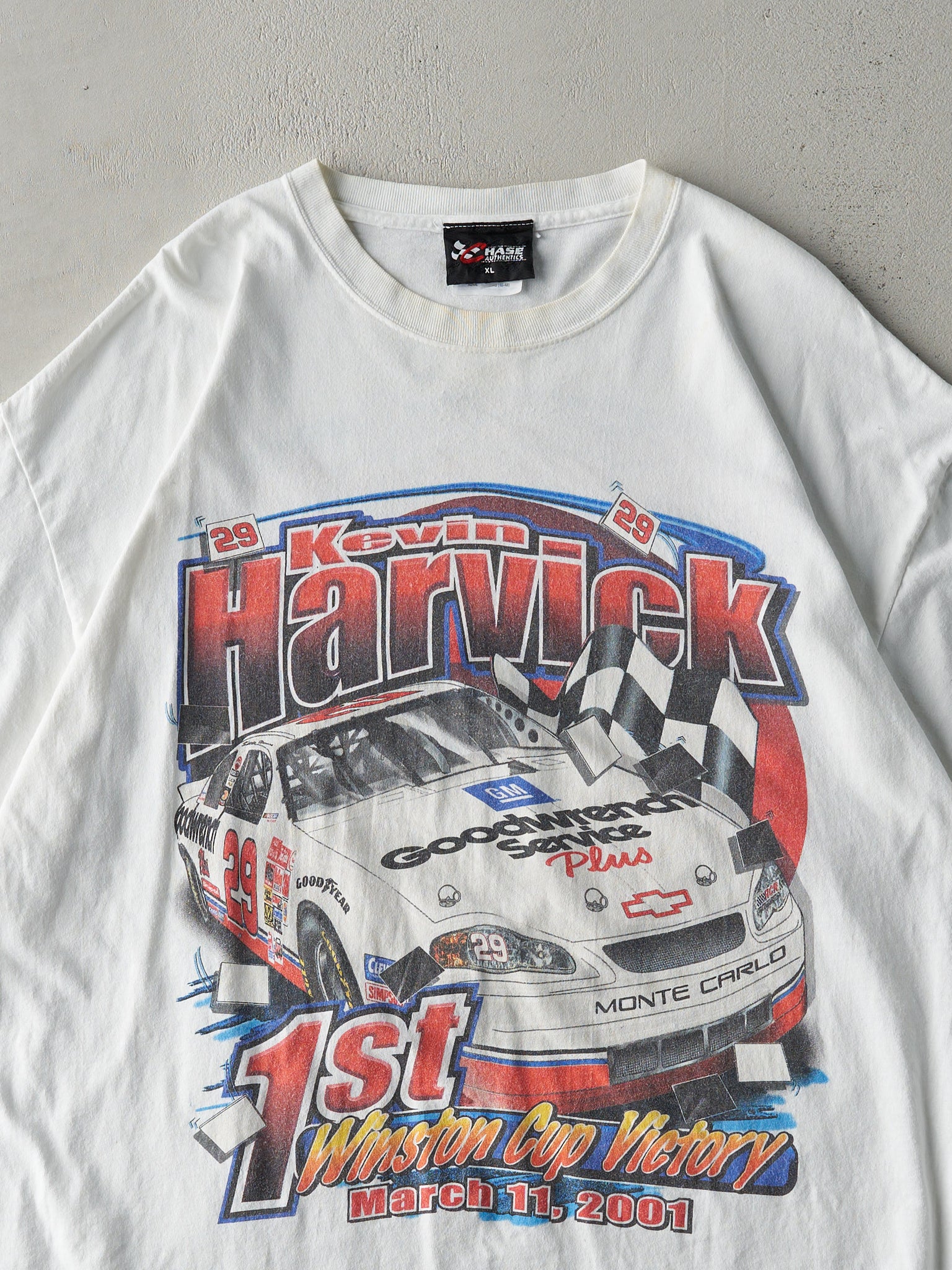 Vintage 01' White Kevin Harvick Nascar Tee (L)