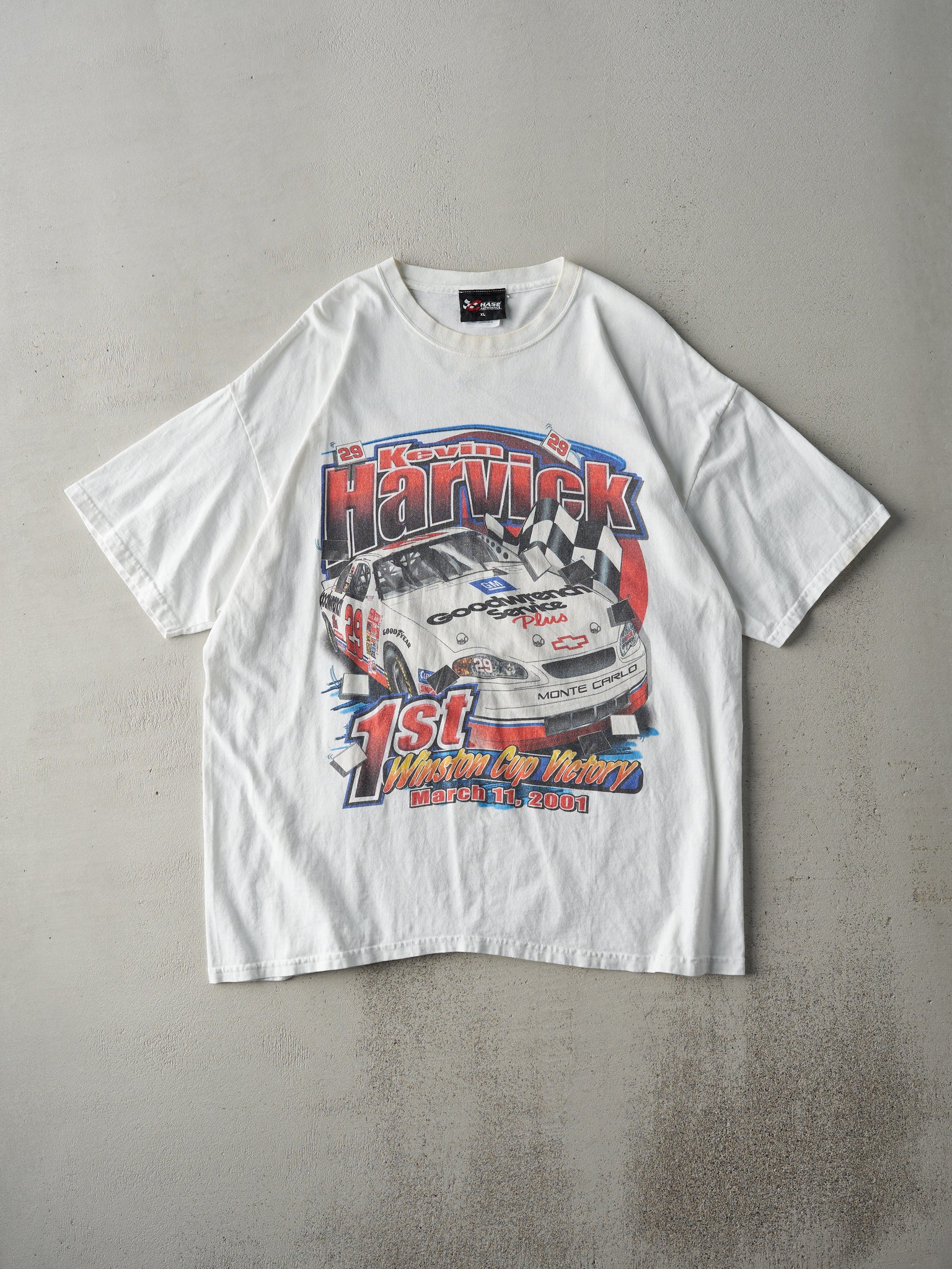 Vintage 01' White Kevin Harvick Nascar Tee (L)