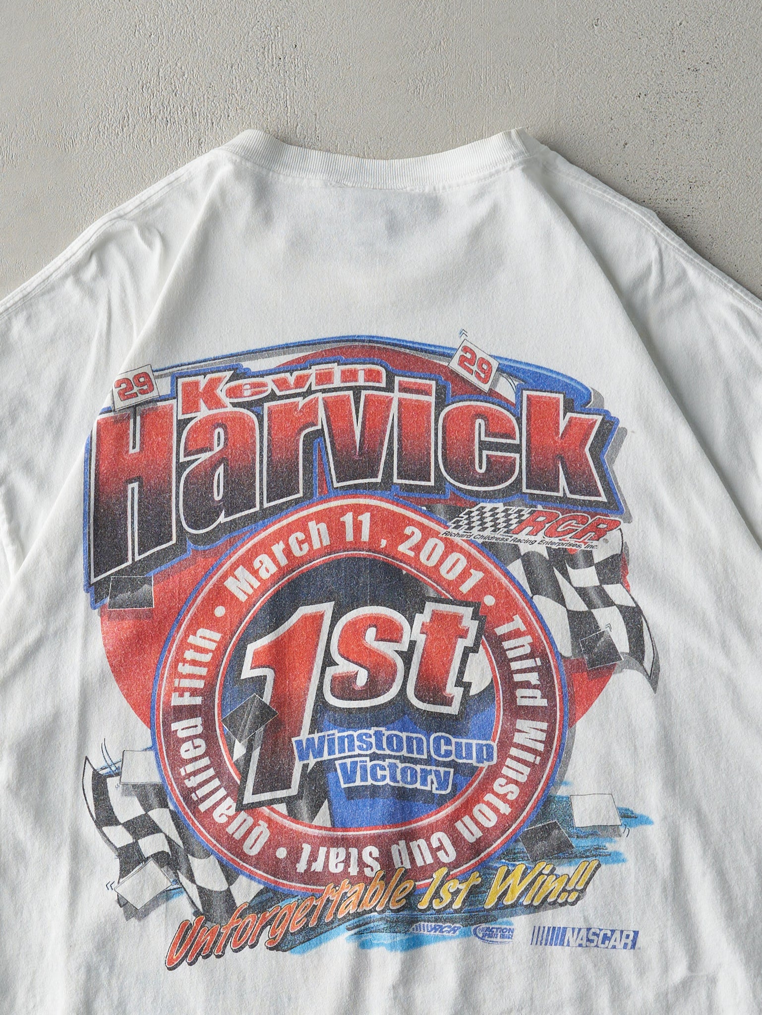 Vintage 01' White Kevin Harvick Nascar Tee (L)