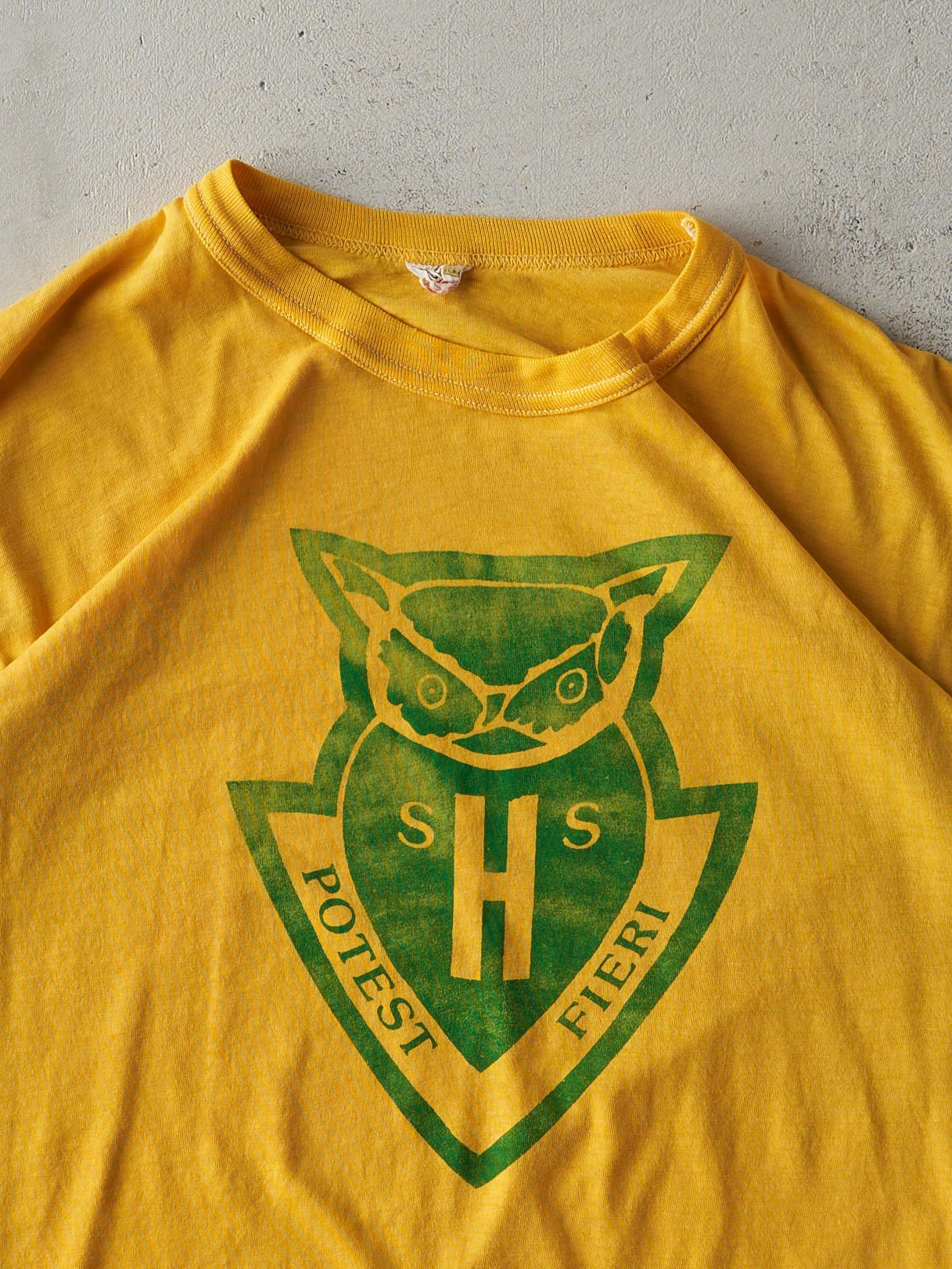 Vintage 70s Yellow SHS Emblem Tee (M)