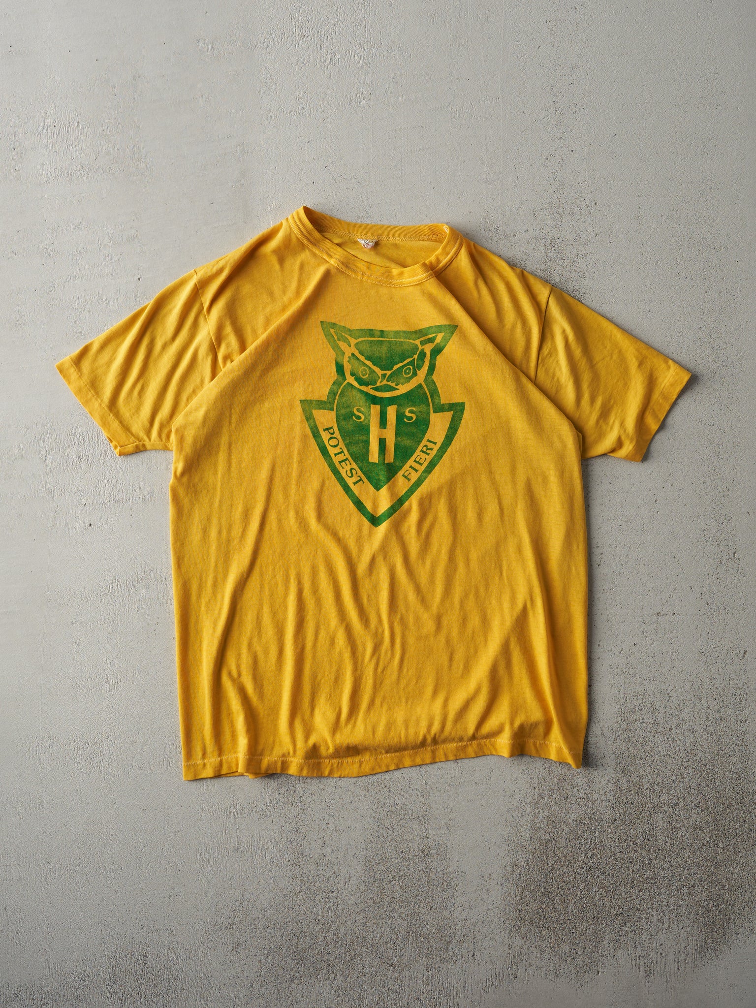 Vintage 70s Yellow SHS Emblem Tee (M)