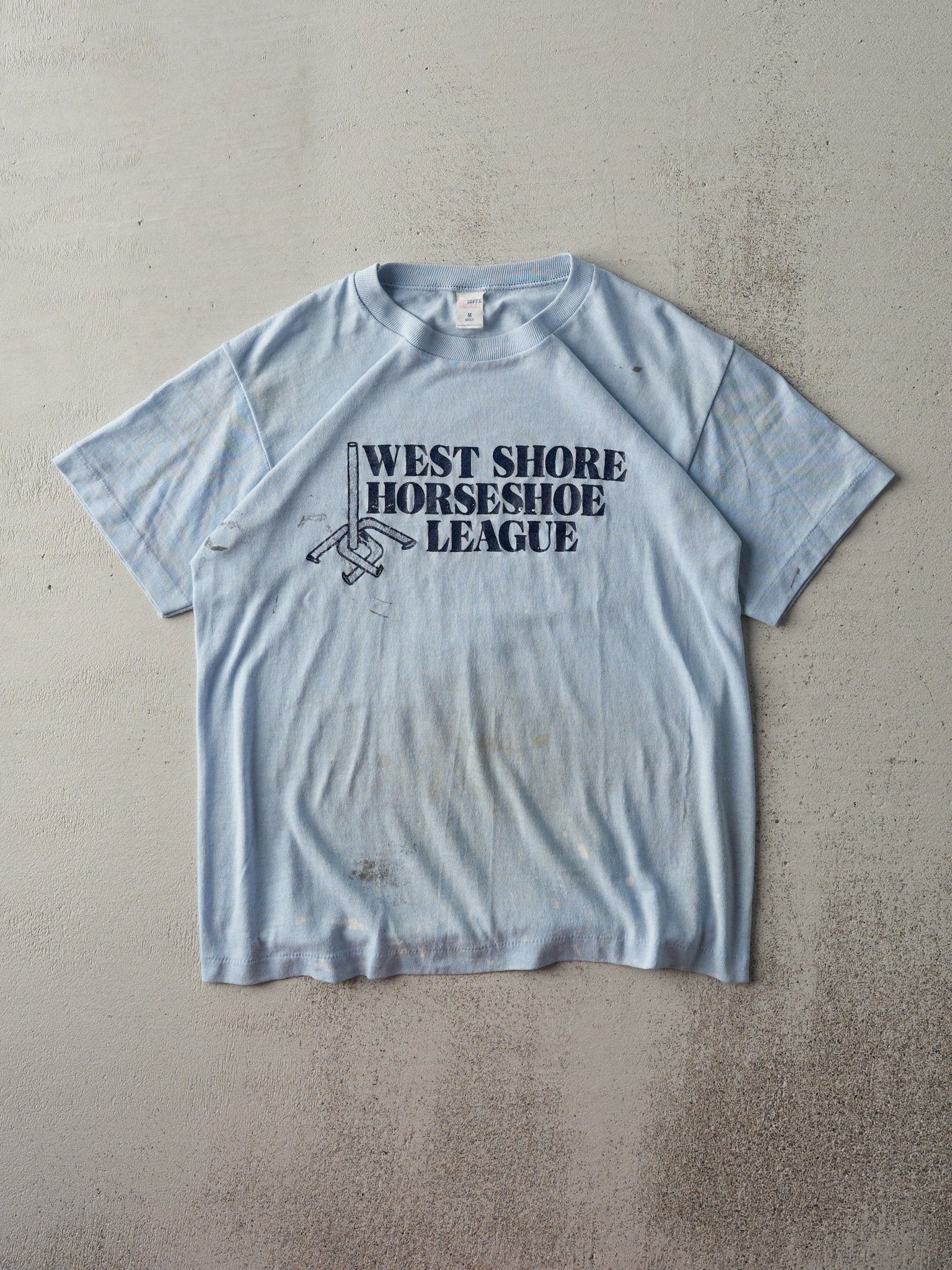 Vintage 70s Blue West Shore Horseshoe League Single Stitch Tee (S)