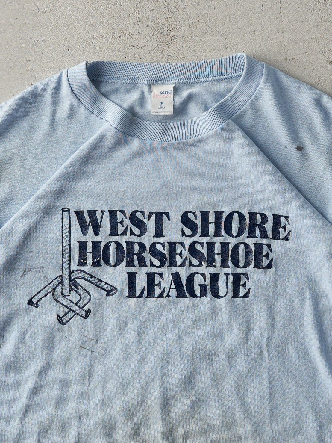 Vintage 70s Blue West Shore Horseshoe League Single Stitch Tee (S)