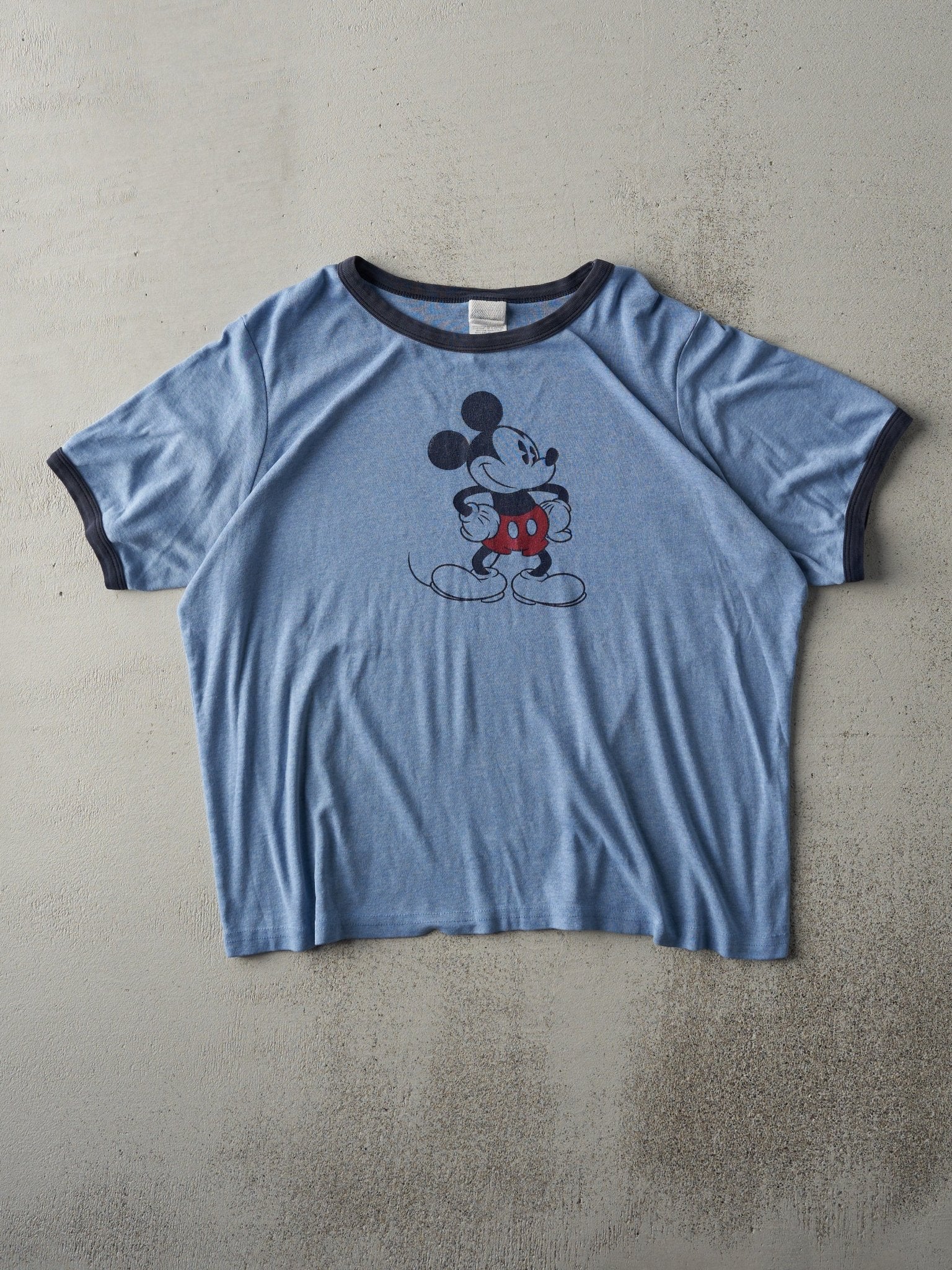 Vintage 80s Blue Mickey Mouse Ringer Tee (L)
