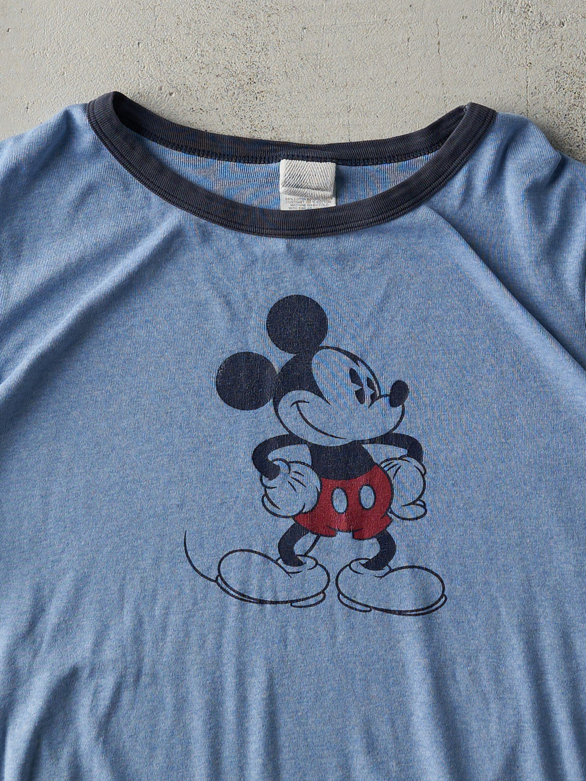 Vintage 80s Blue Mickey Mouse Ringer Tee (L)