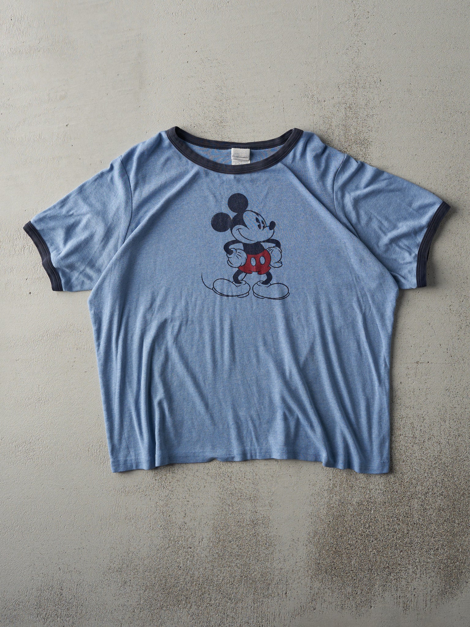 Vintage 80s Blue Mickey Mouse Ringer Tee (L)